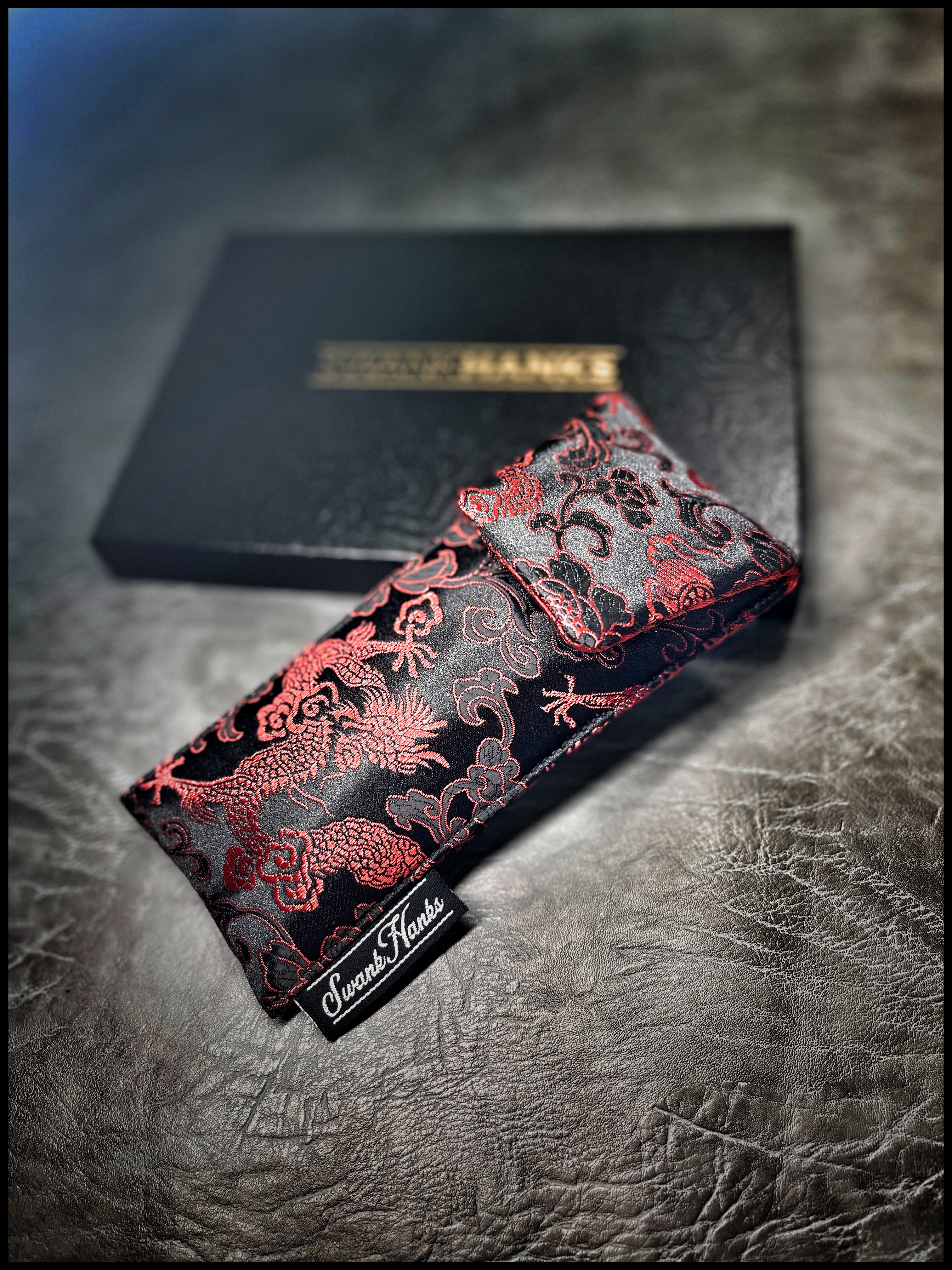 Red/Blk Dragon Silk Pouch