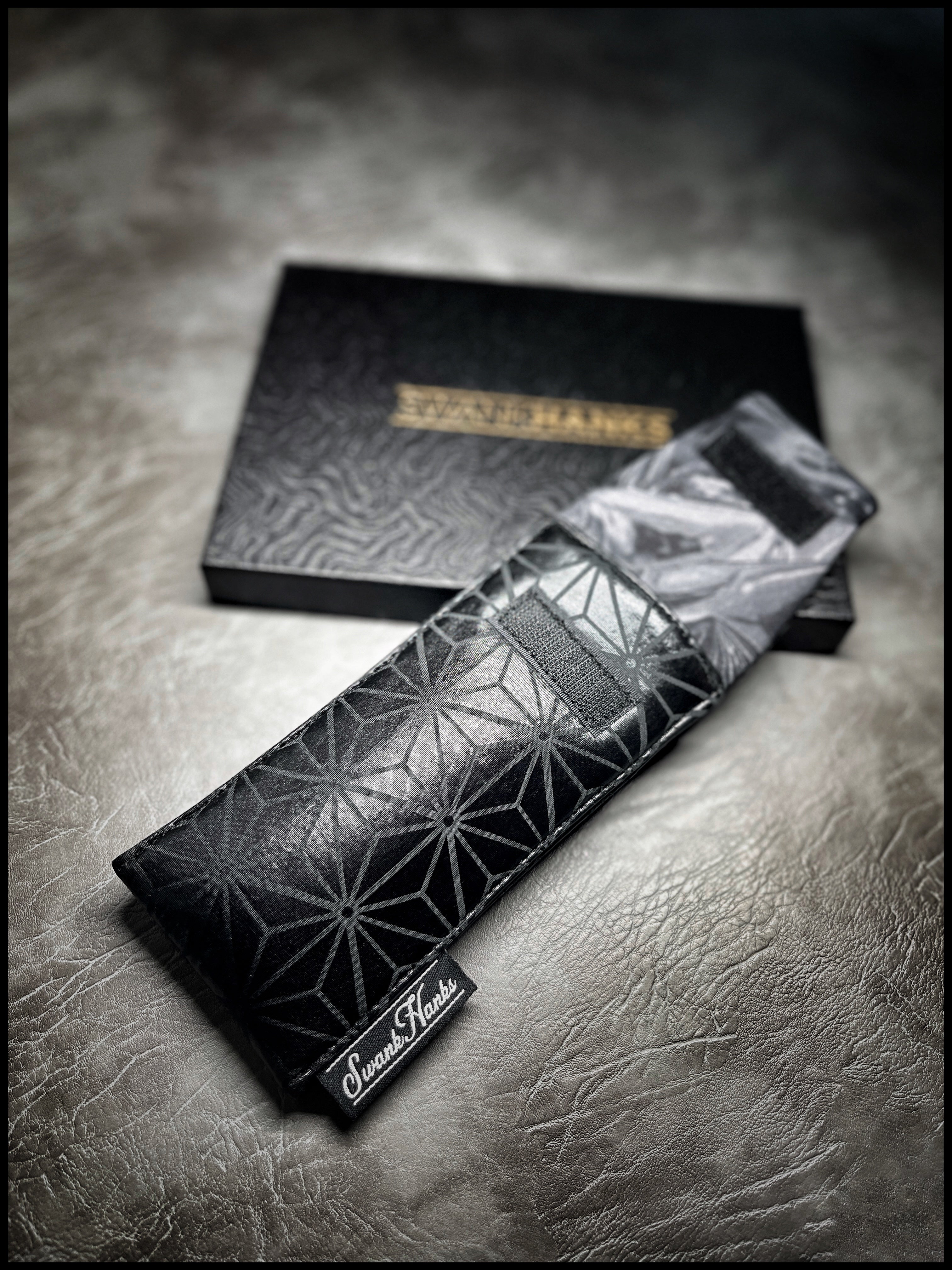 Black Satin Asanoha/Shard Cotton Single Pouch