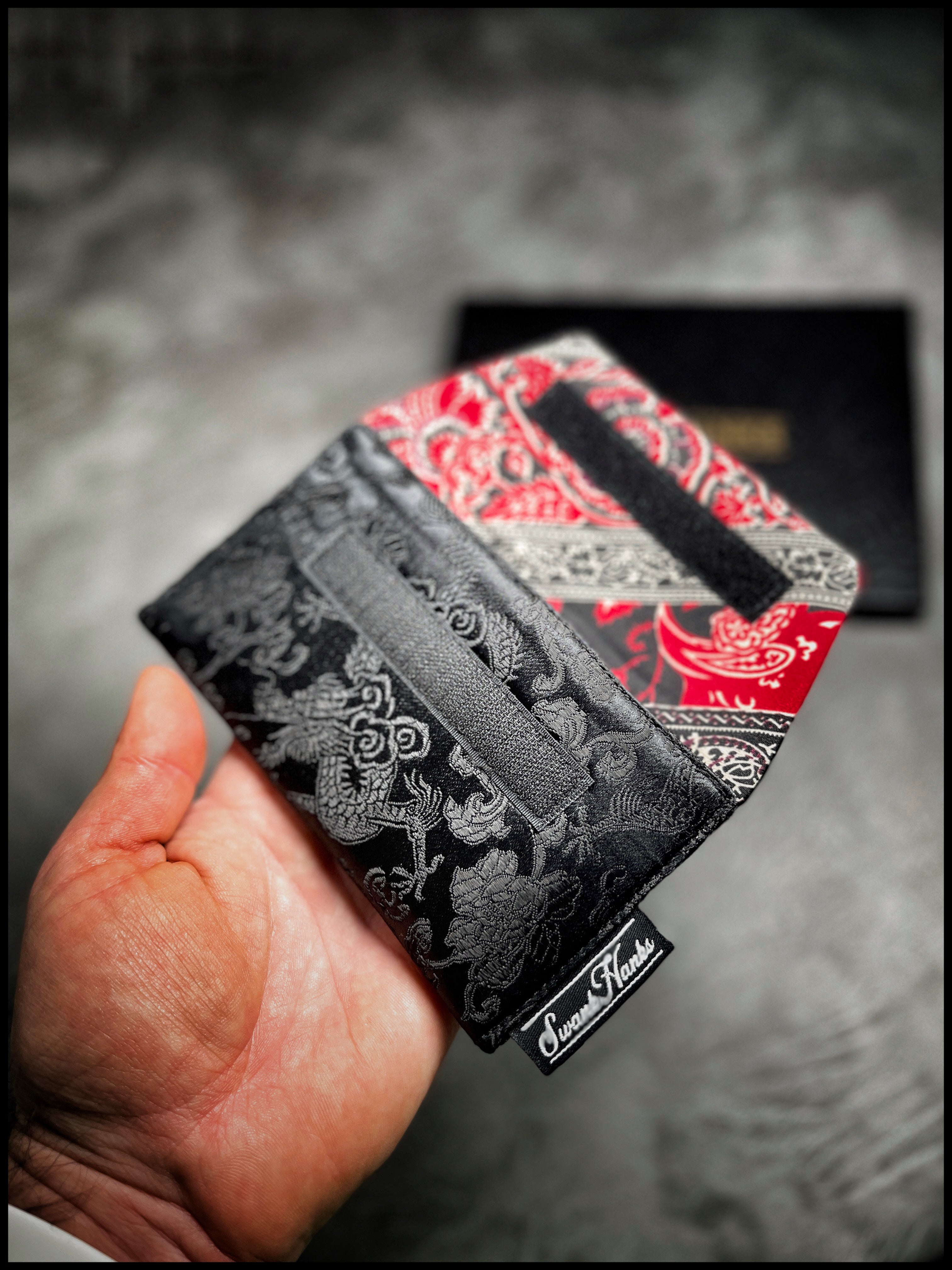 Black Dragon Silk/ Red Silk Paisley Pouch