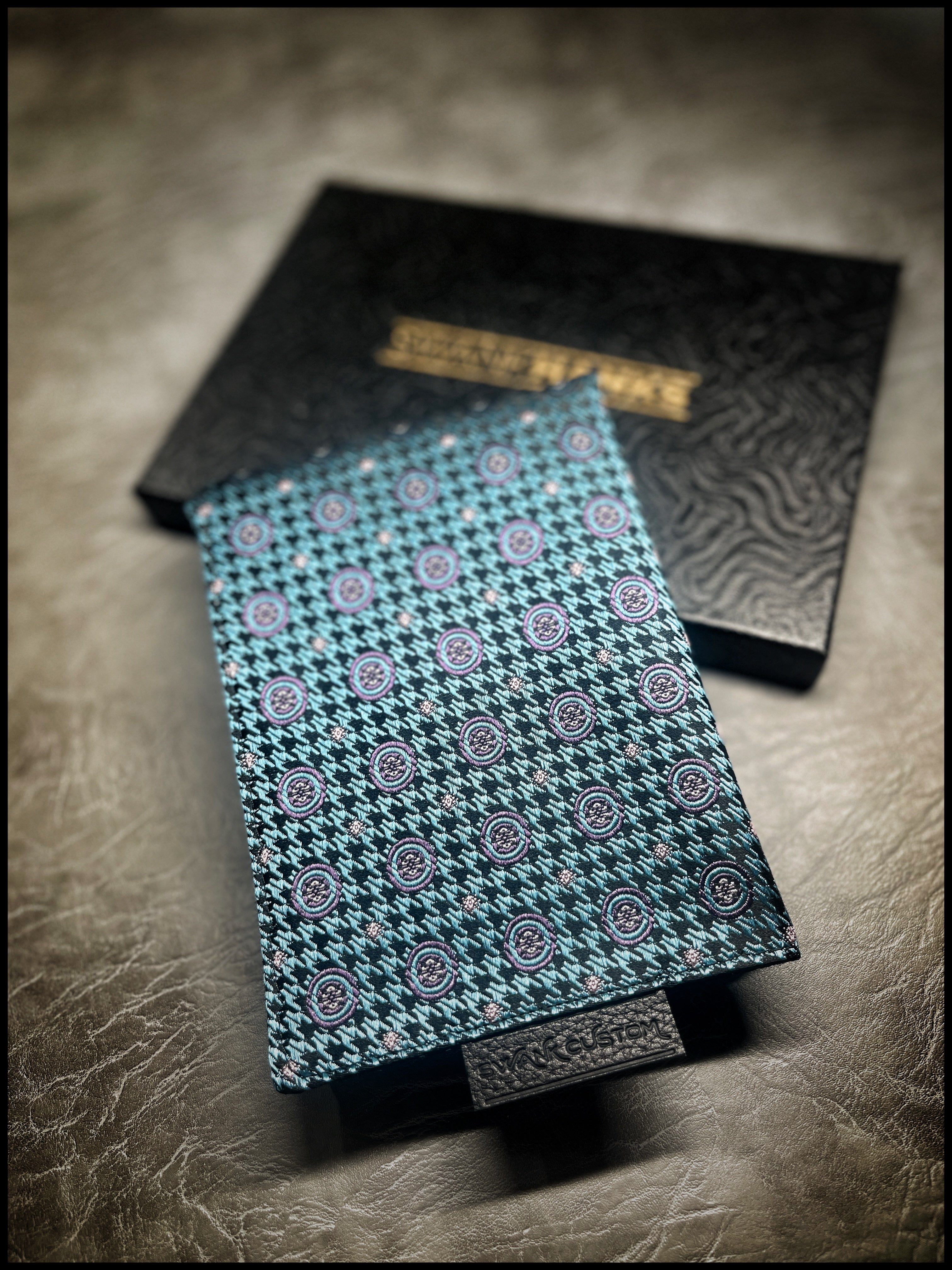 Teal Houndstooth Silk Hank