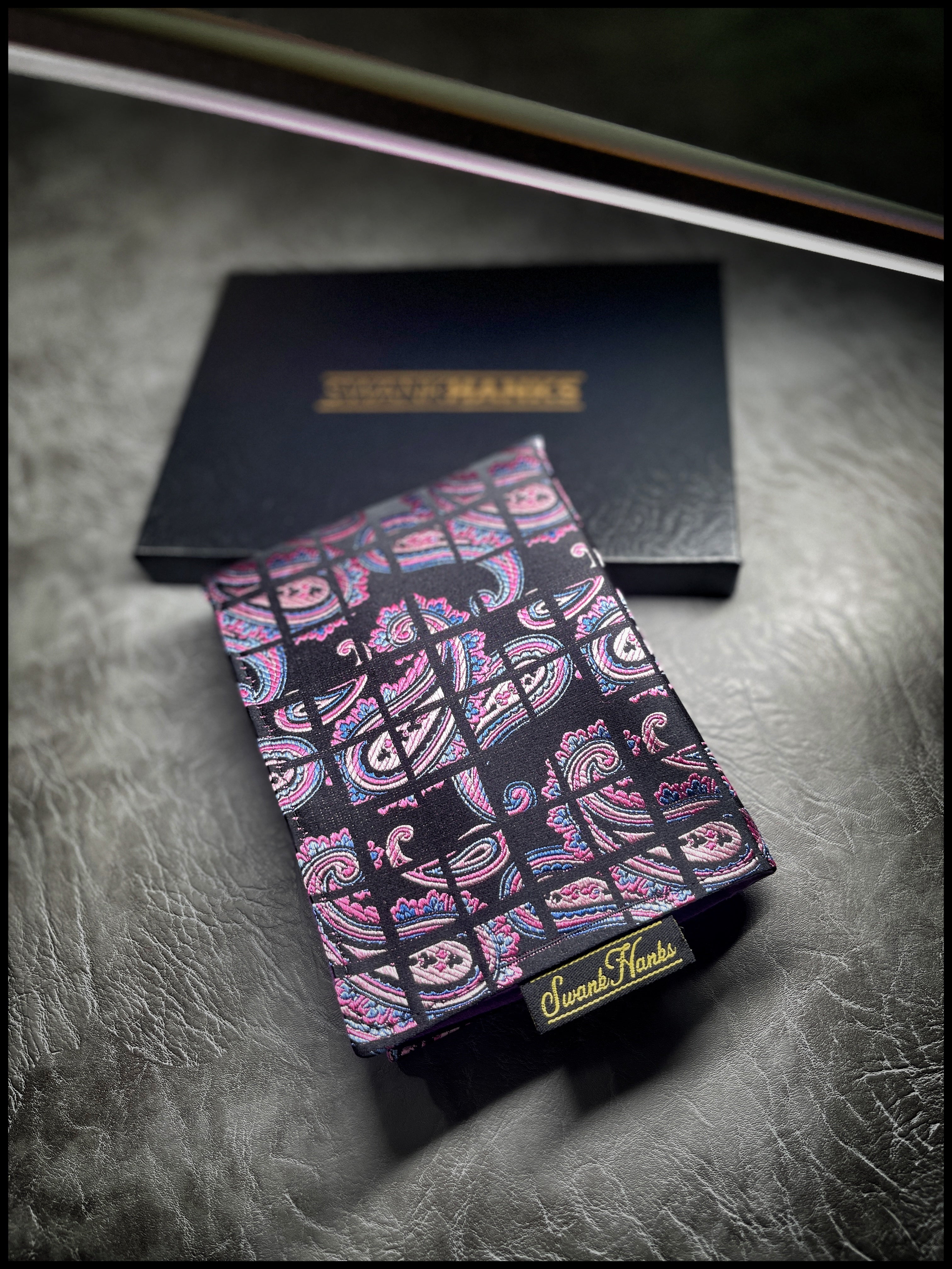 Blurple Silk Paisley Grid/ Purple Microsuede Hanks