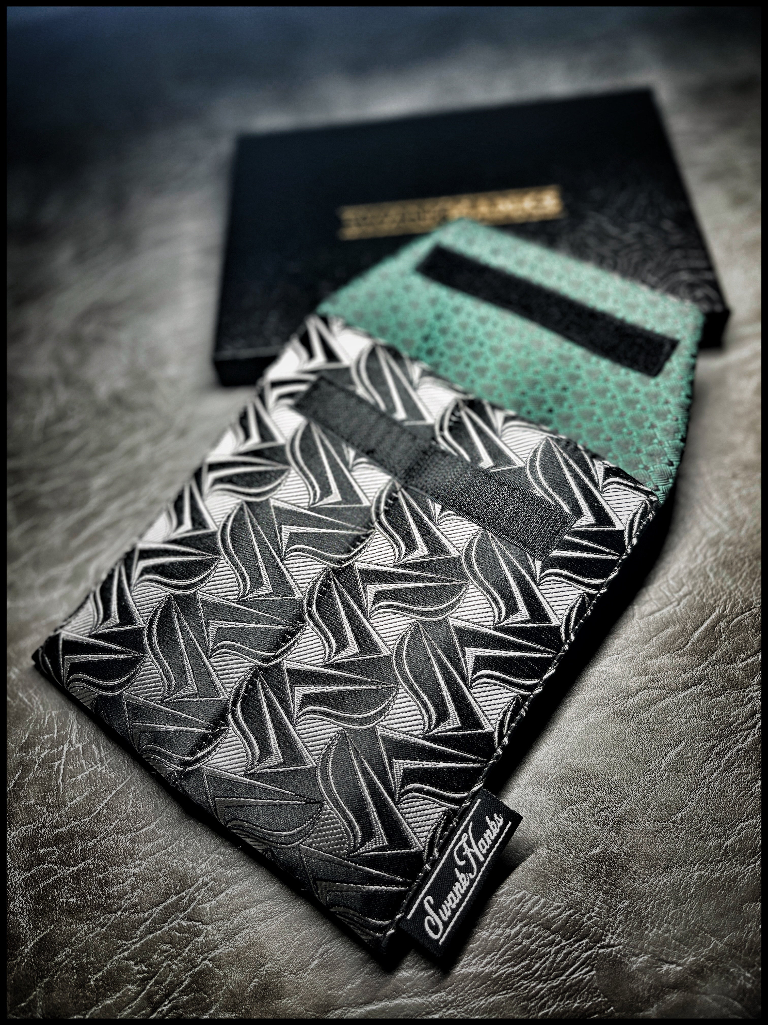 Sharkskin Silk/Emerald Silk Double Pouch