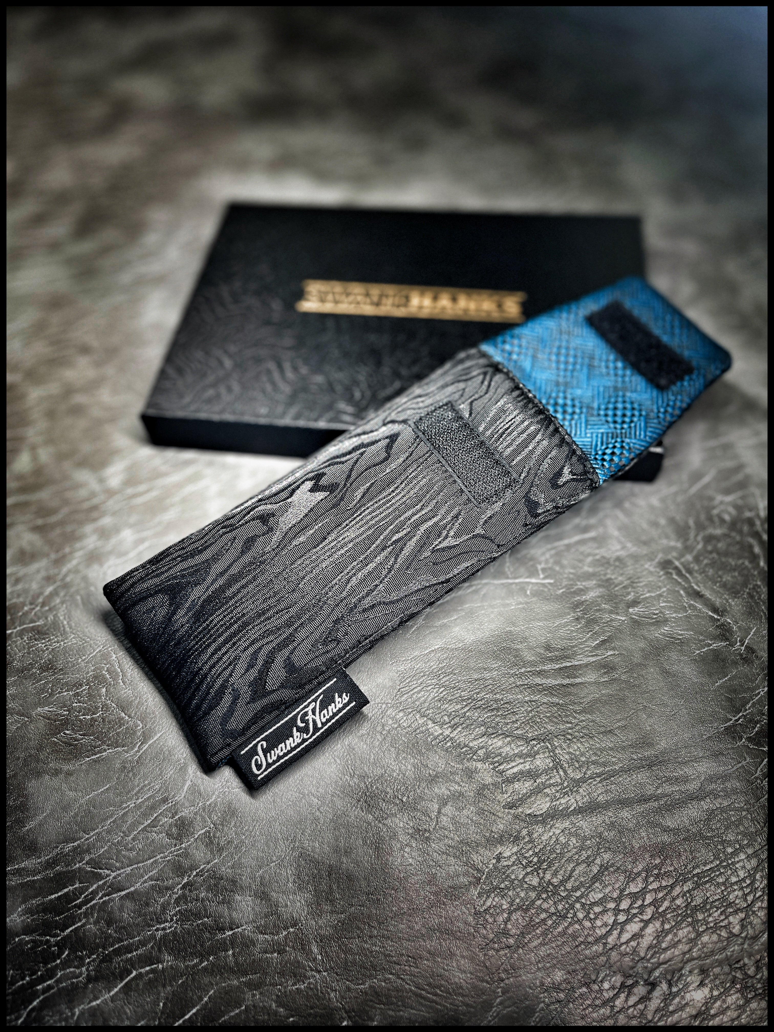 Wood Grain Silk/ Teal Crosshatch Silk Single Pouch