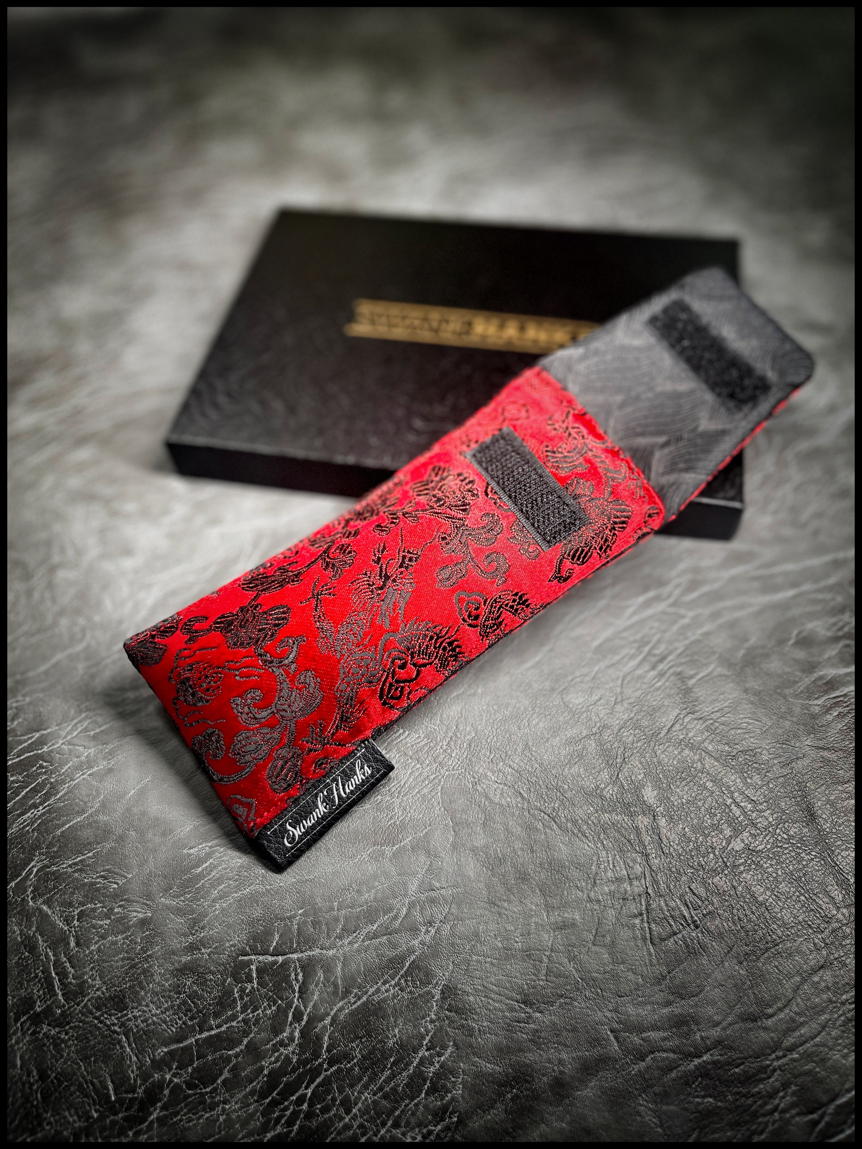 Red Dragon Silk w/ Basketweave Silk Single Pouch