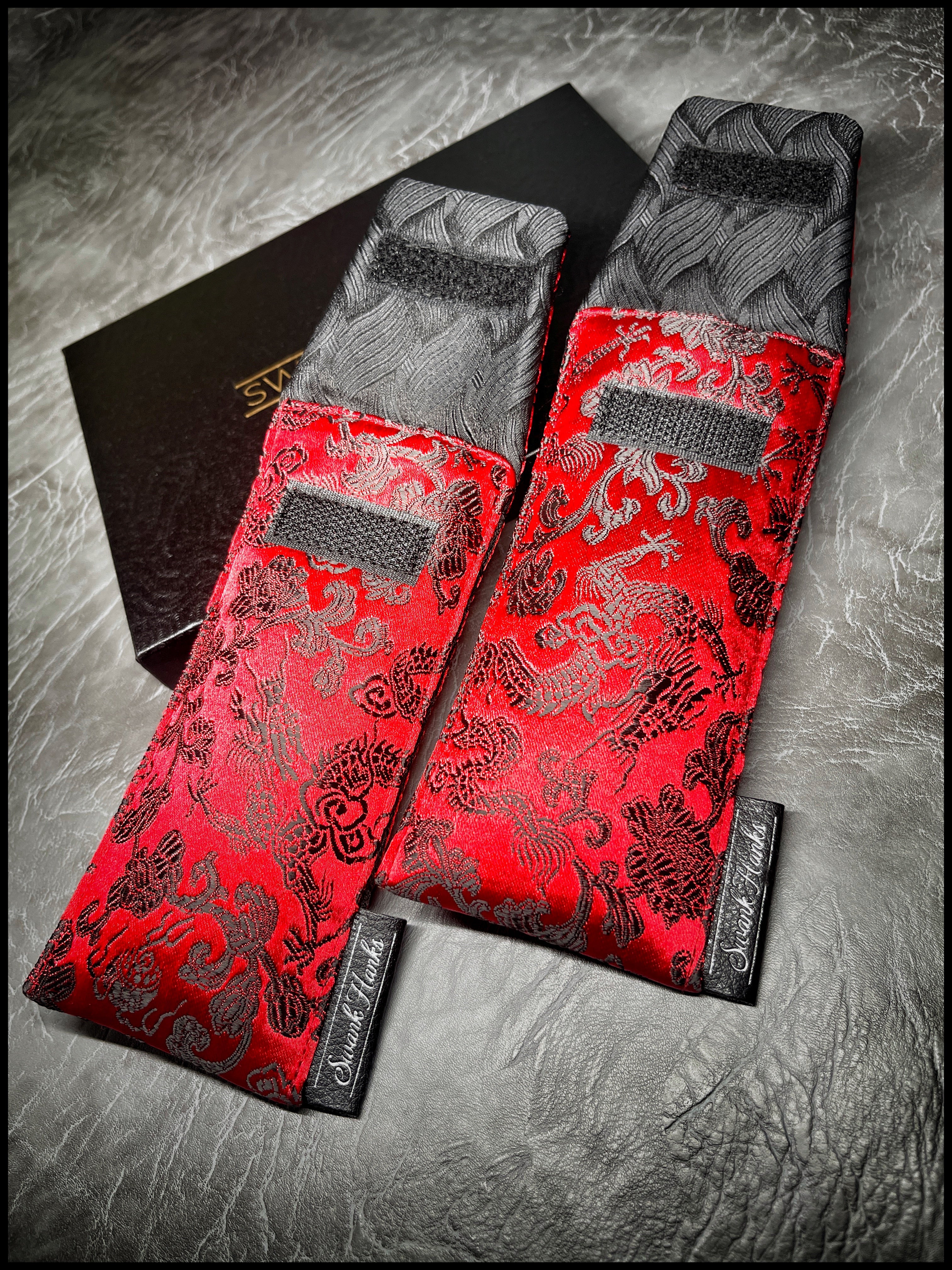 Red Dragon Silk w/ Basketweave Silk Single Pouch