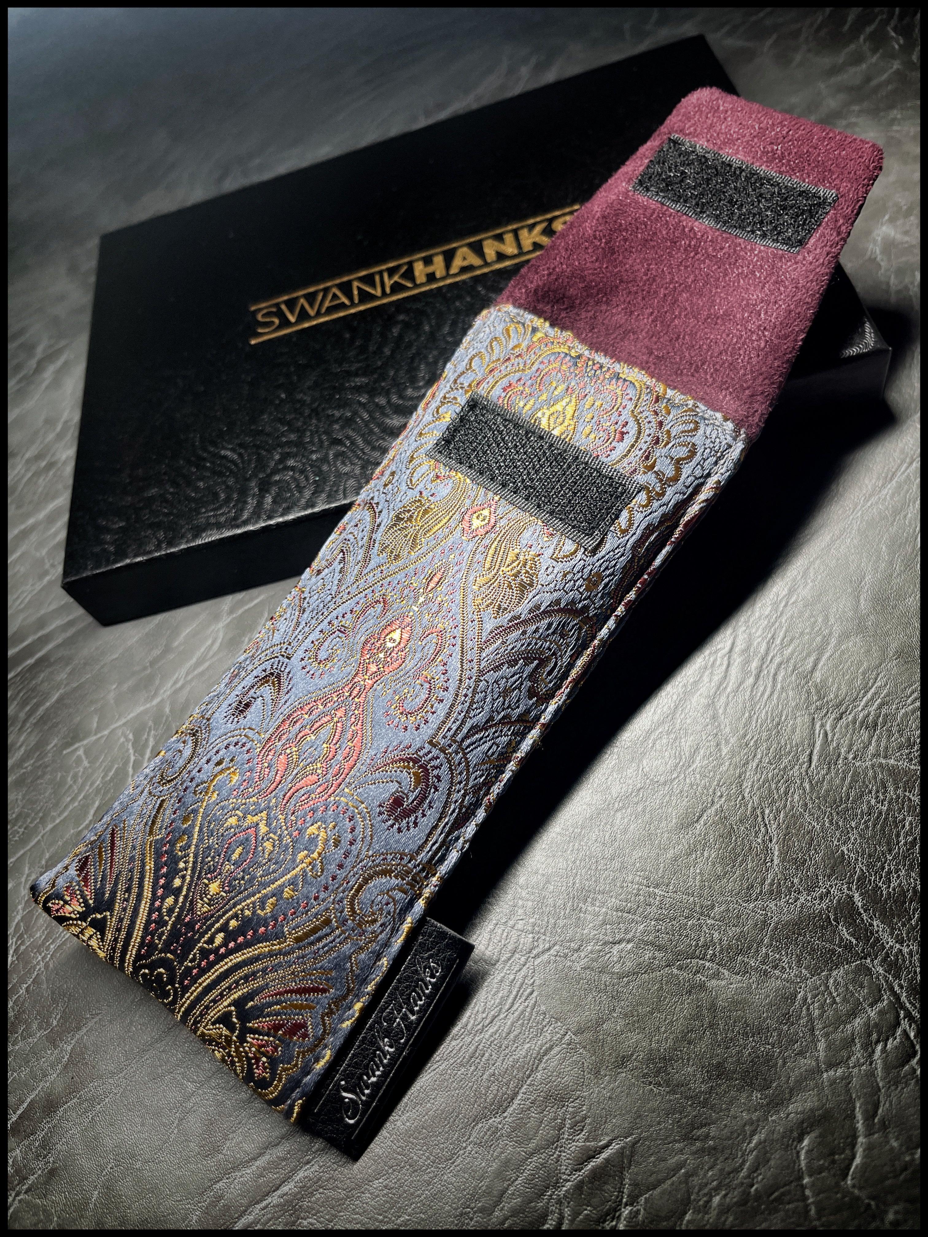 Royal Paisley/ Burgundy Microsuede Single Pouch