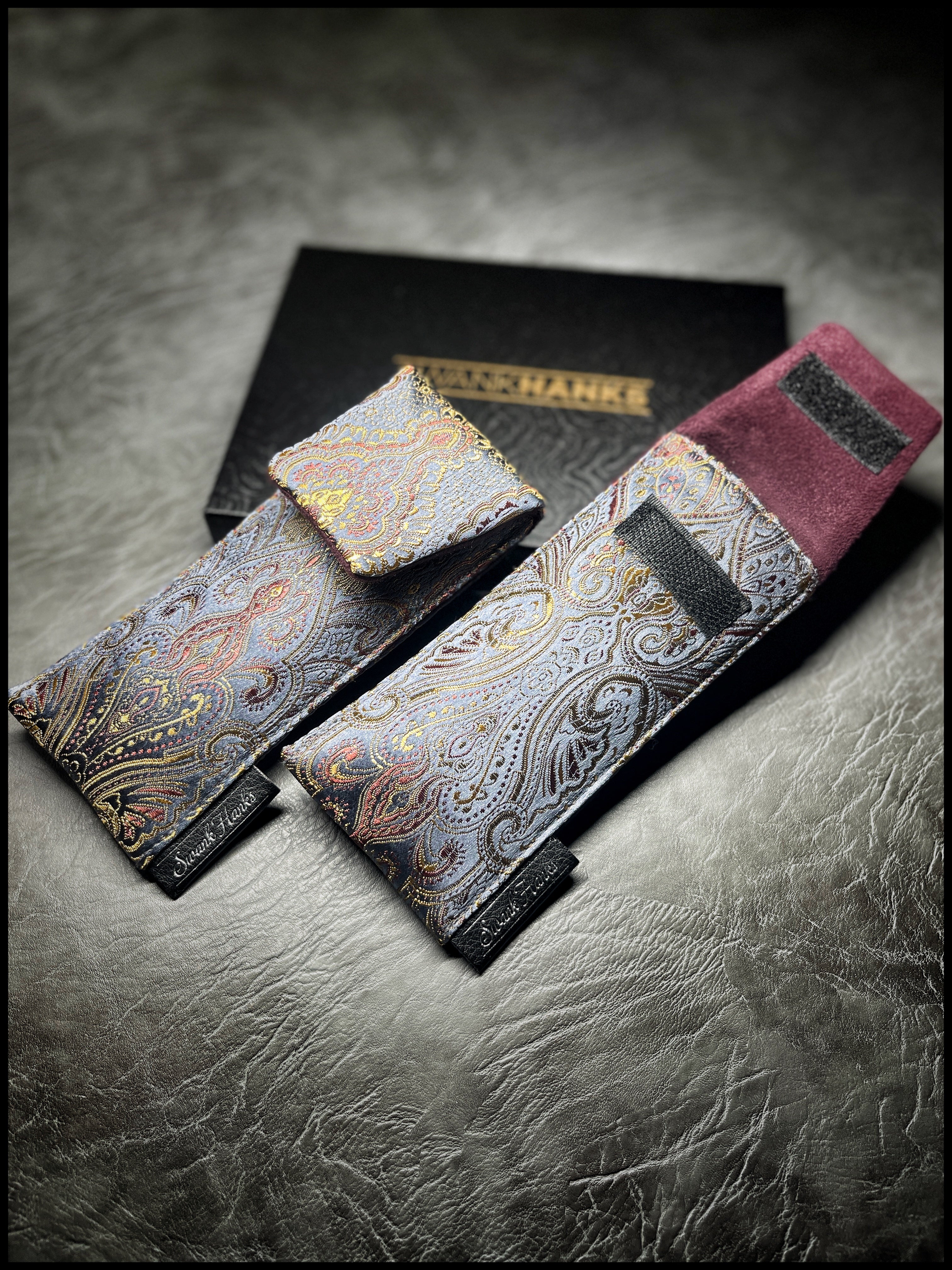 Royal Paisley/ Burgundy Microsuede Single Pouch