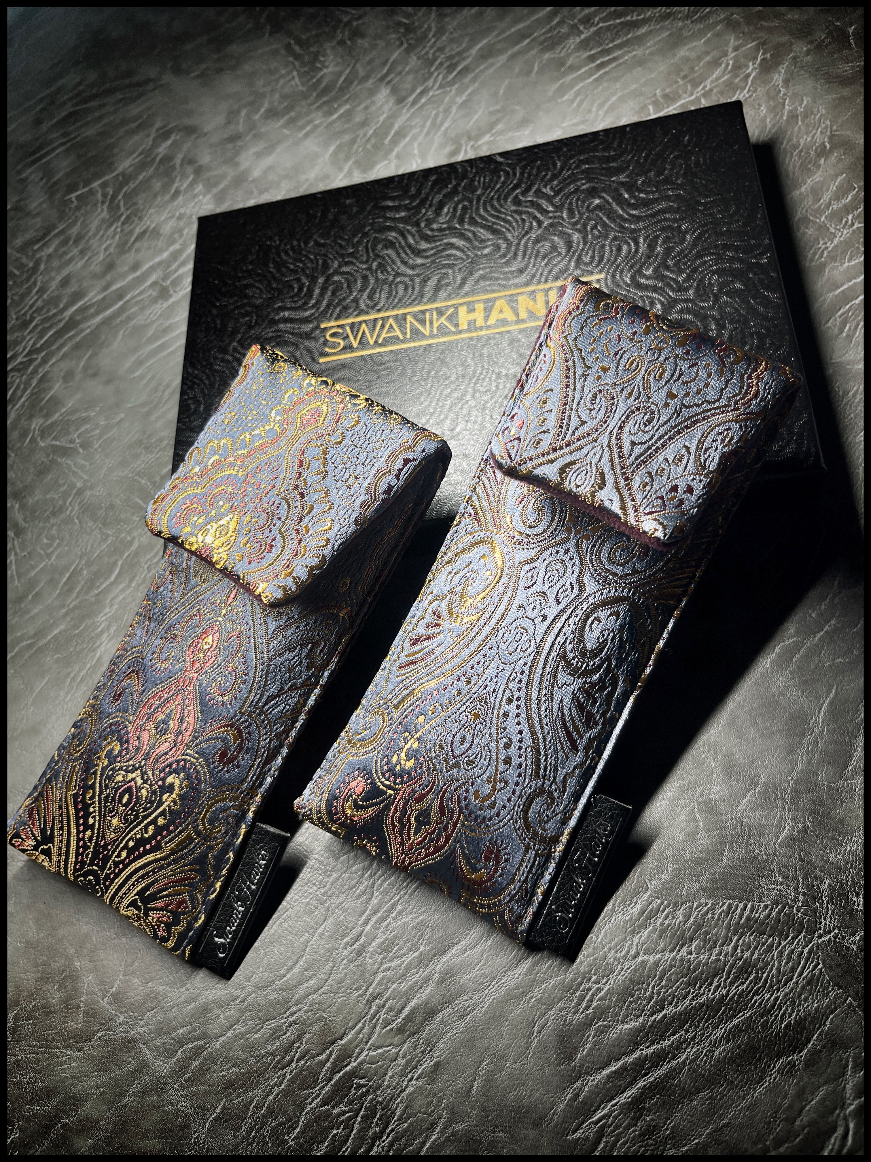 Royal Paisley/ Burgundy Microsuede Single Pouch