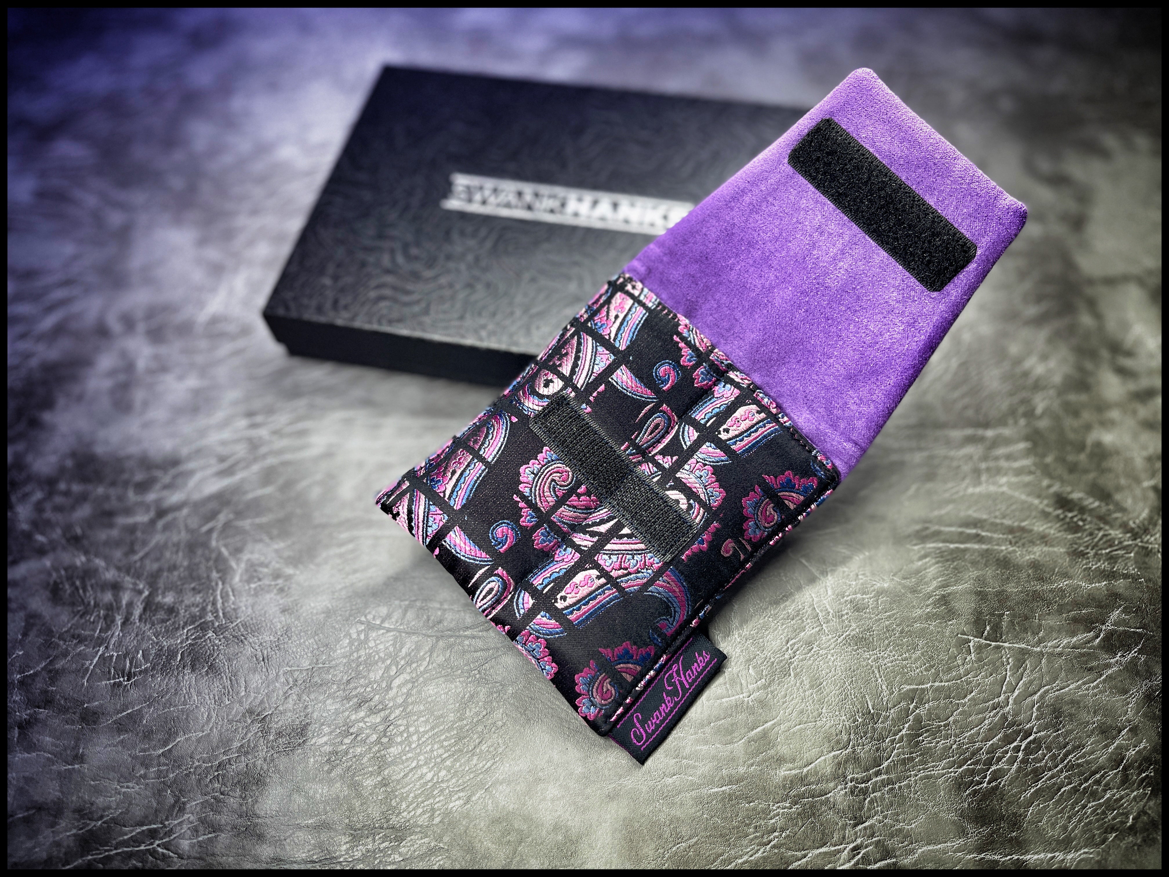 Top Shelf Blurple Pinstripe / Purple Microsuede Mini Double Slot Pouch