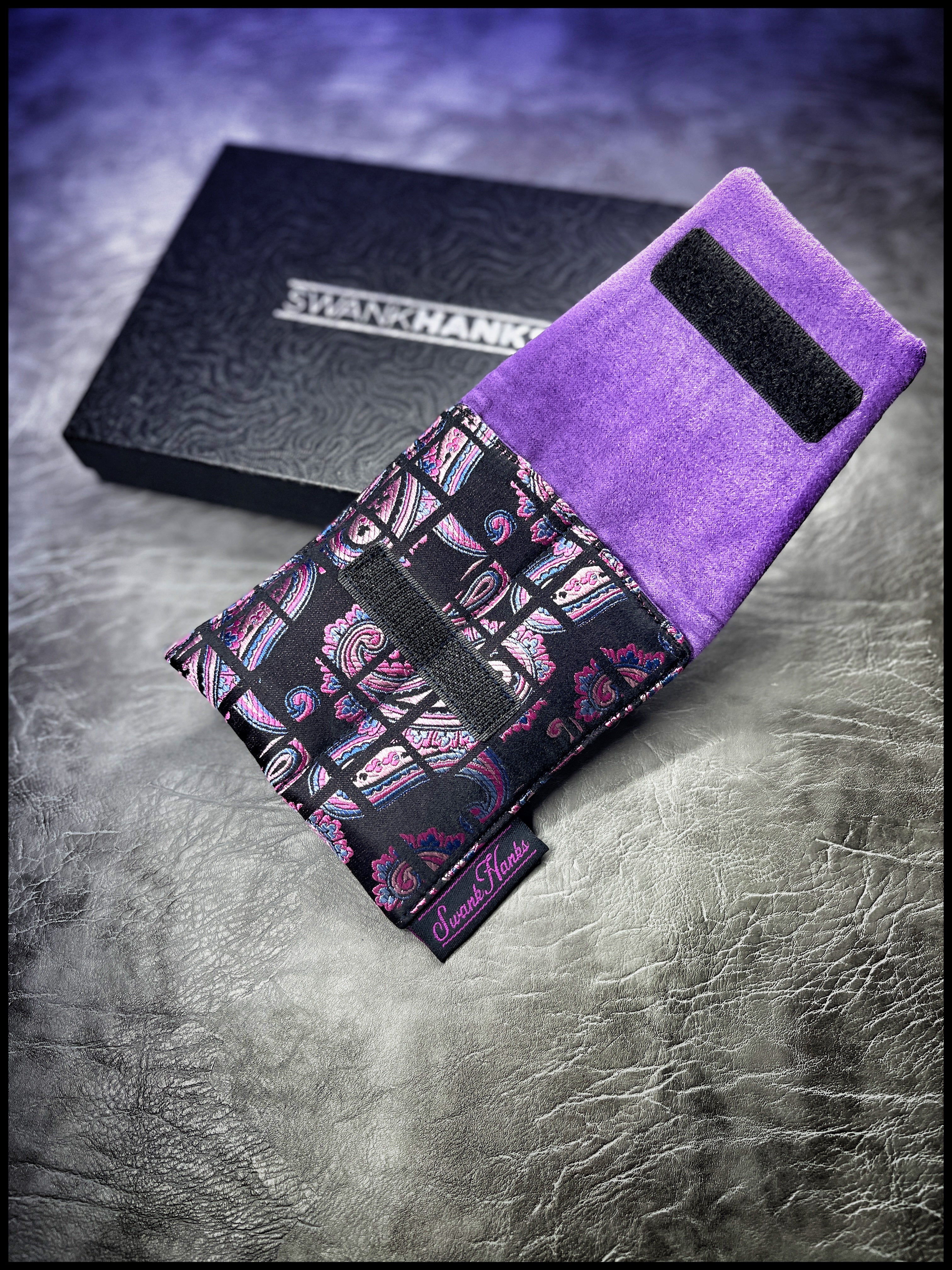 Top Shelf Blurple Pinstripe / Purple Microsuede Mini Double Slot Pouch