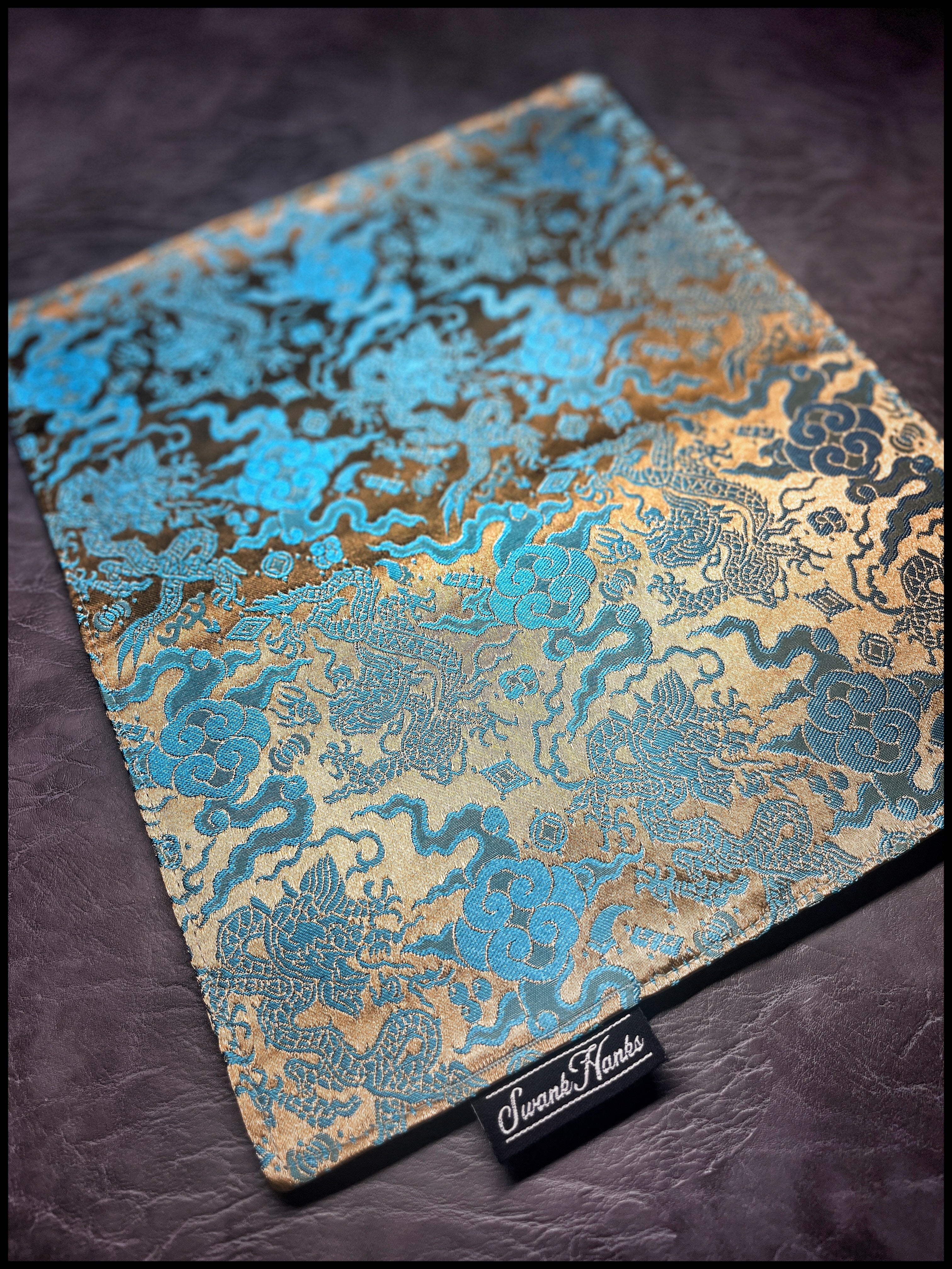 Gold/Teal Draon Silk / Burgundy Microsuede Hanks