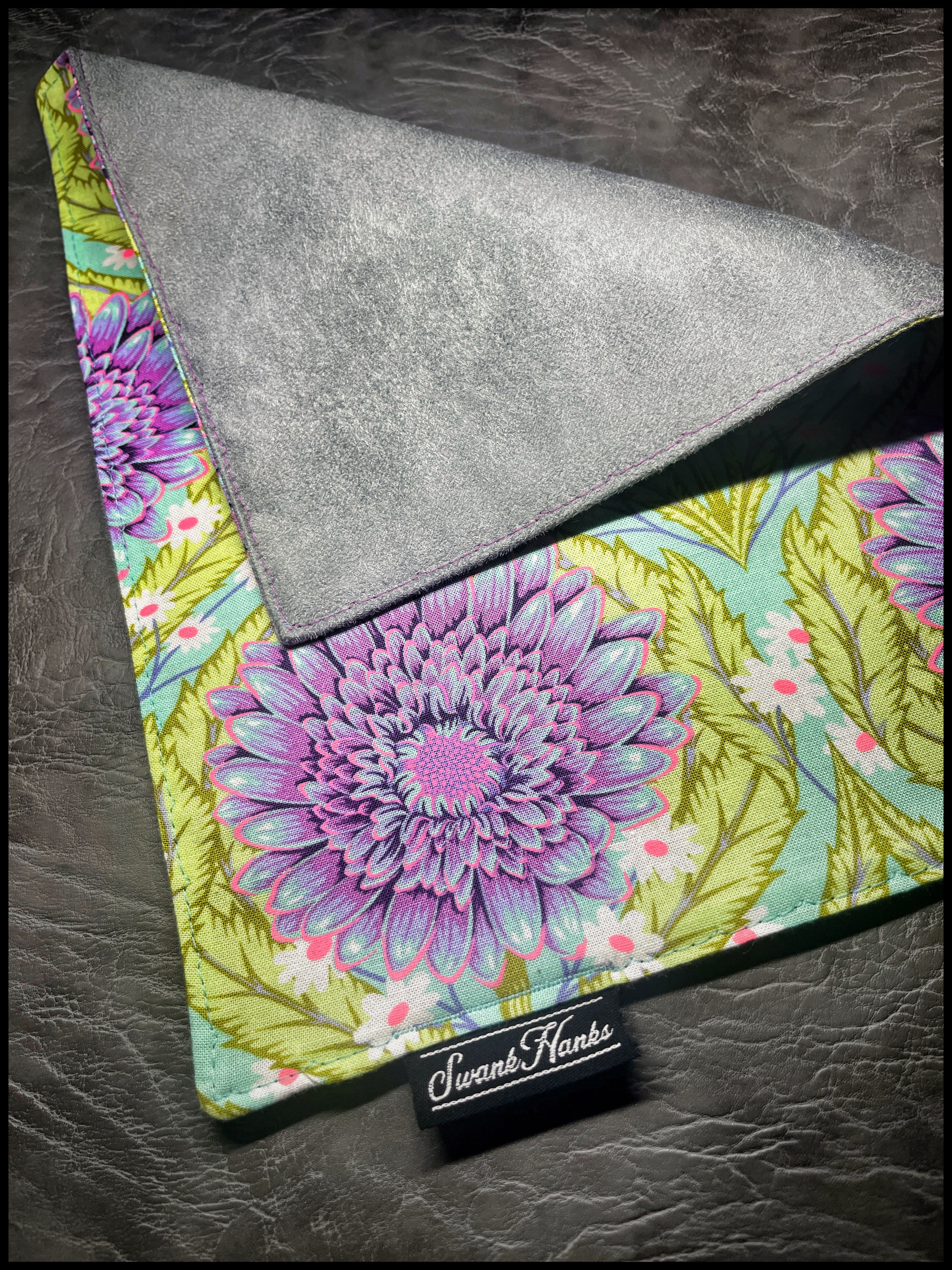 Neon Floral/ Grey Microsuede Hanks