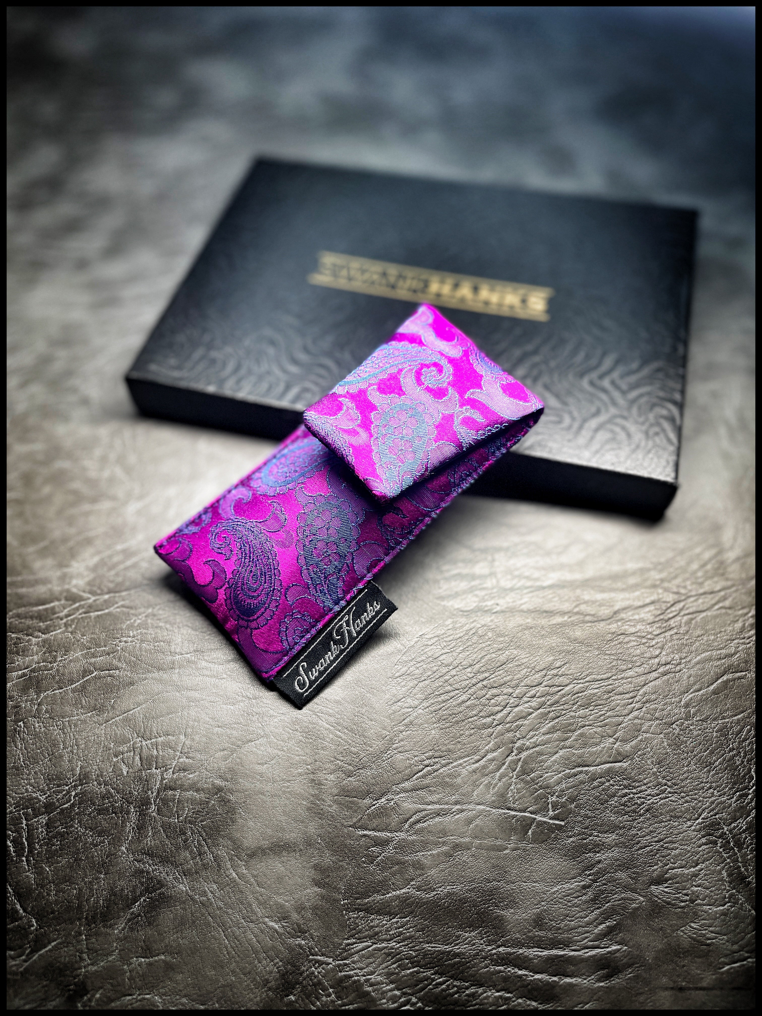 (1-OFF) Mulberry Silk Paisley/ Blue Dragonscale Silk Mini Single Pouch