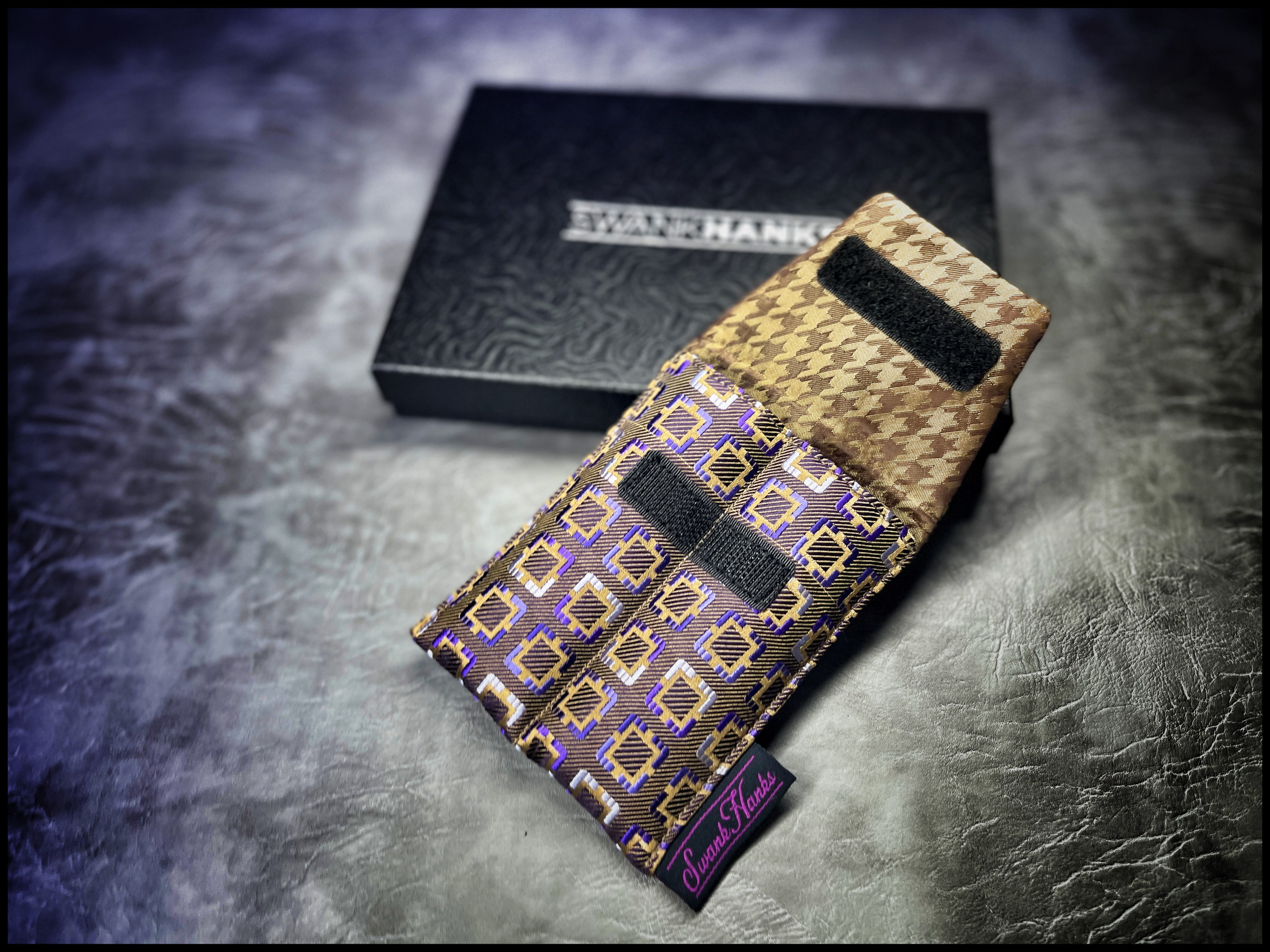 1-OFF Imperial Lattice Purple/ Gold Houndstooth Mini Double Slot Pouch