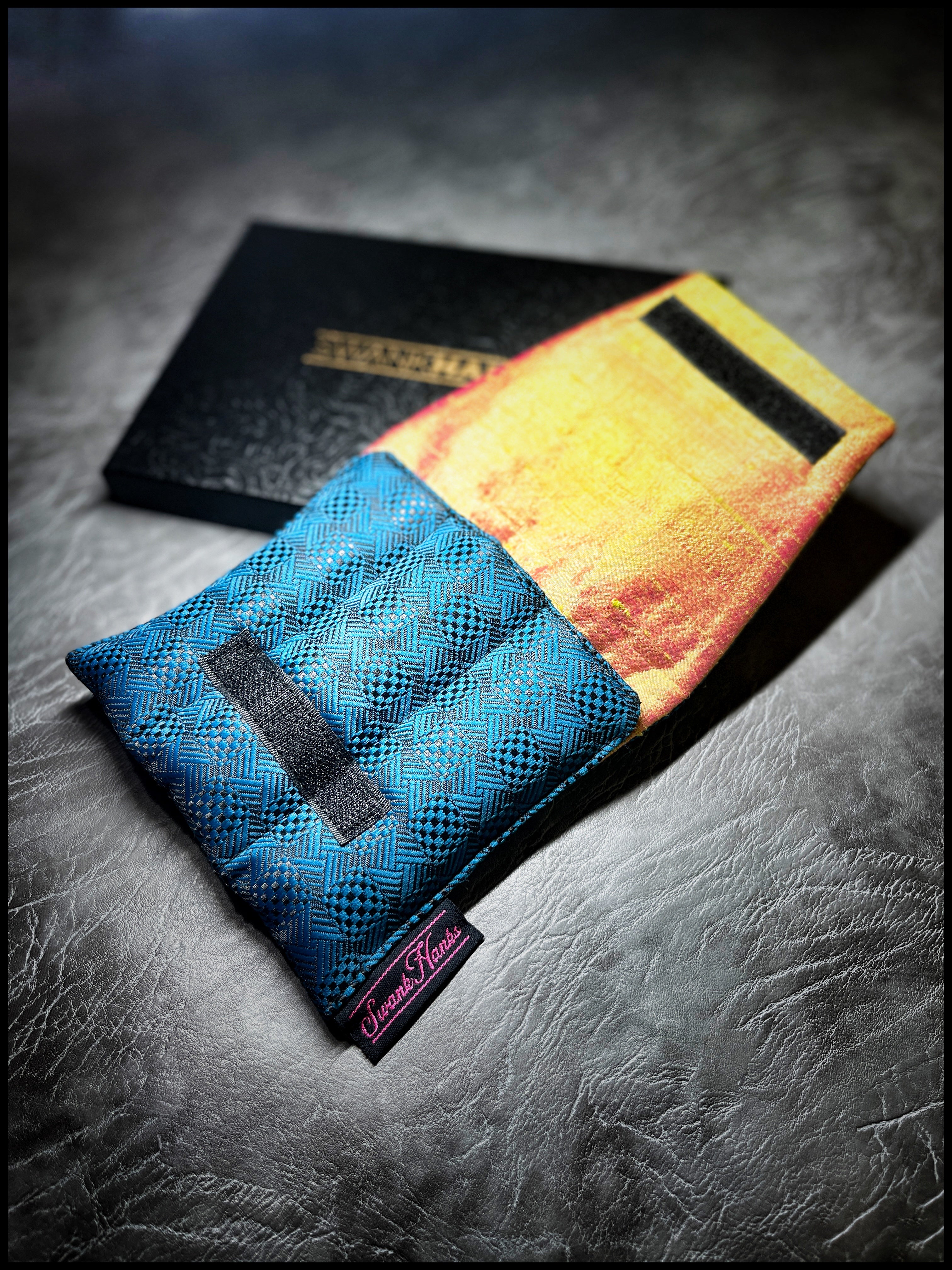 Griffin Inc. Teal Silk Crosshatch Mini Triple-Slot Pouch