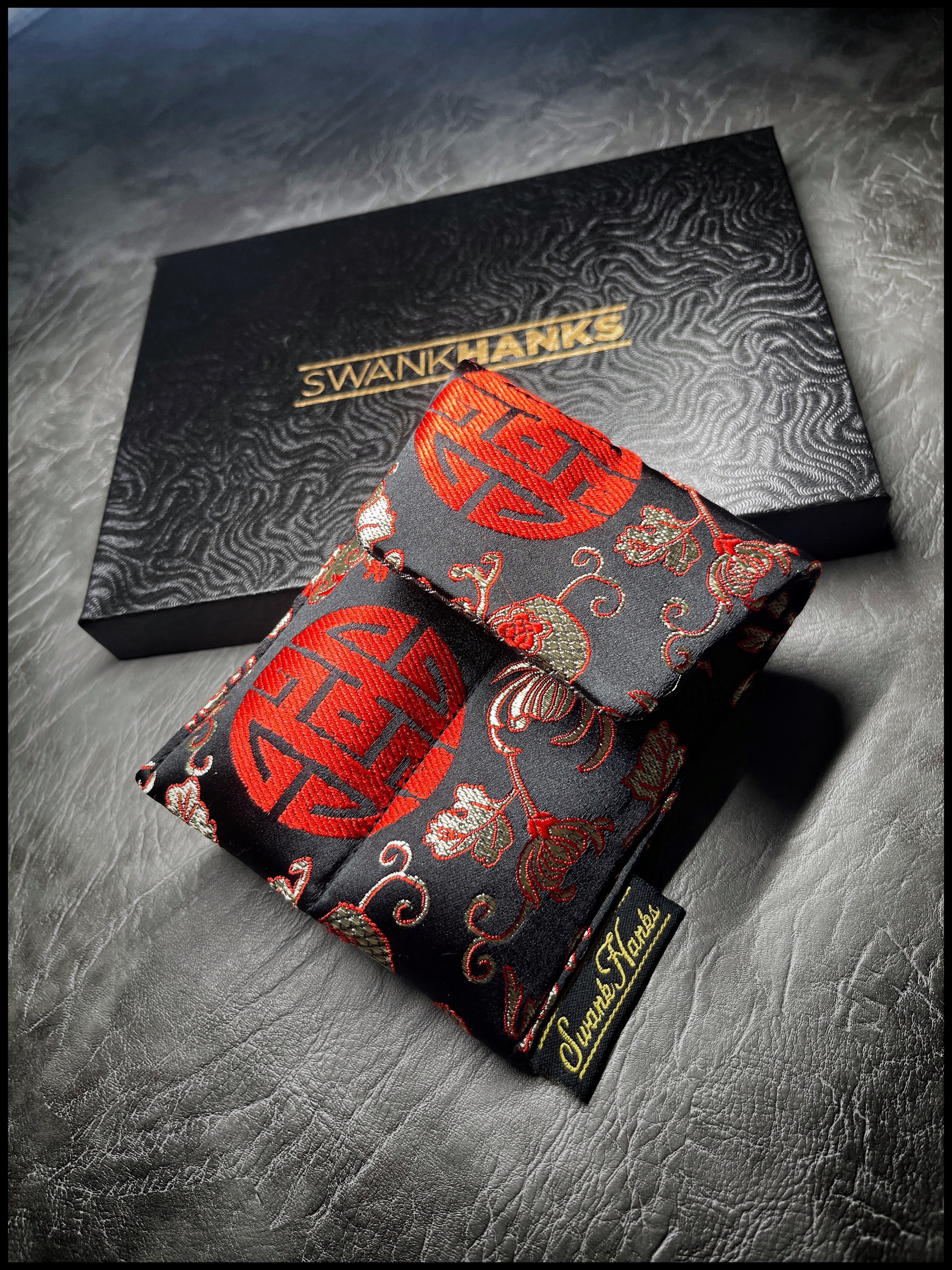 1-OFF Oriental Silk V3/Gunmetal Satin Silk Double-Slot Pouch