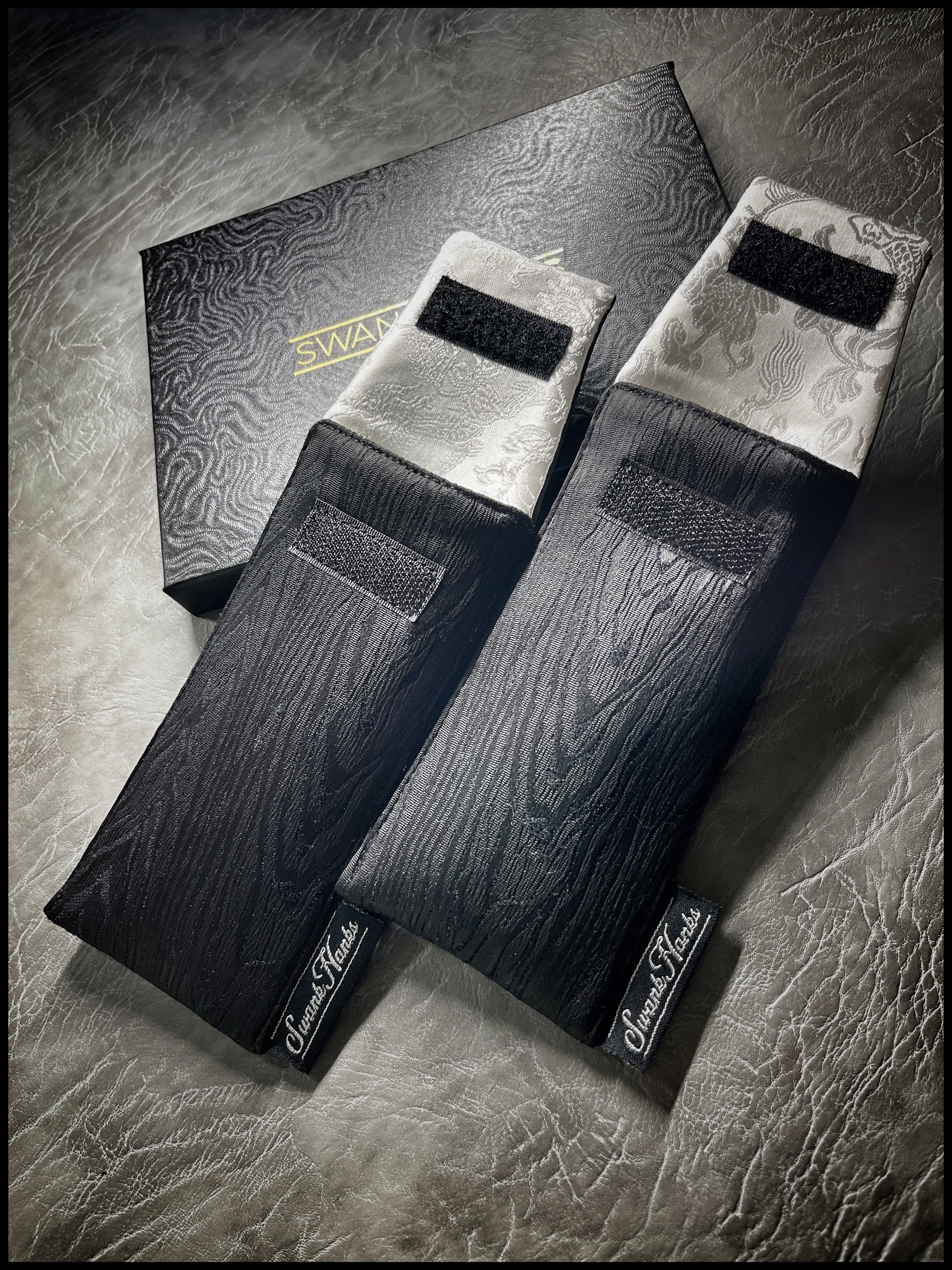 Murdered Out Wood Grain Silk/ White Dragon Silk Single Pouch