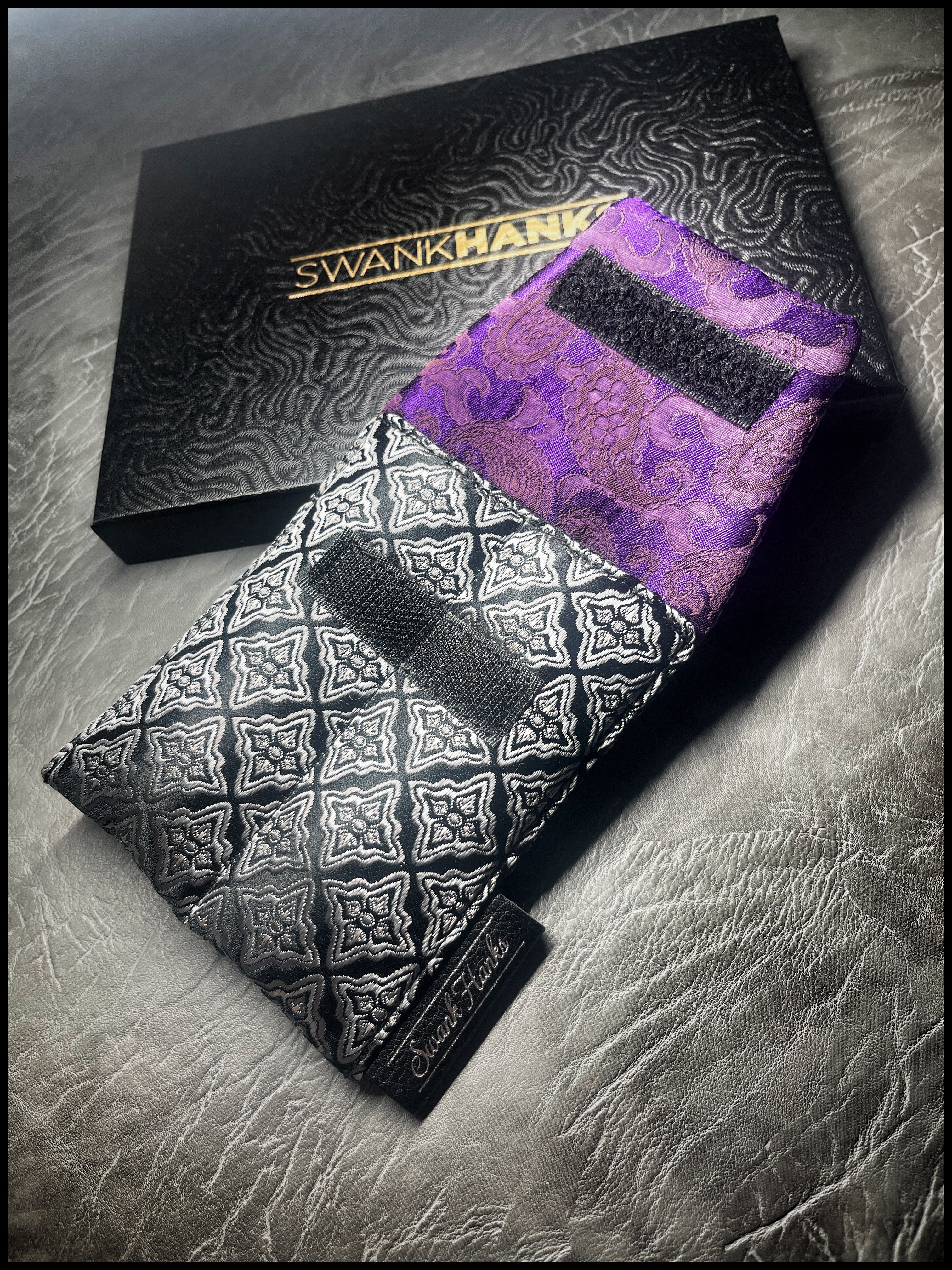 Twilight Silver Silk Brocade Mini Double-Slot Pouch