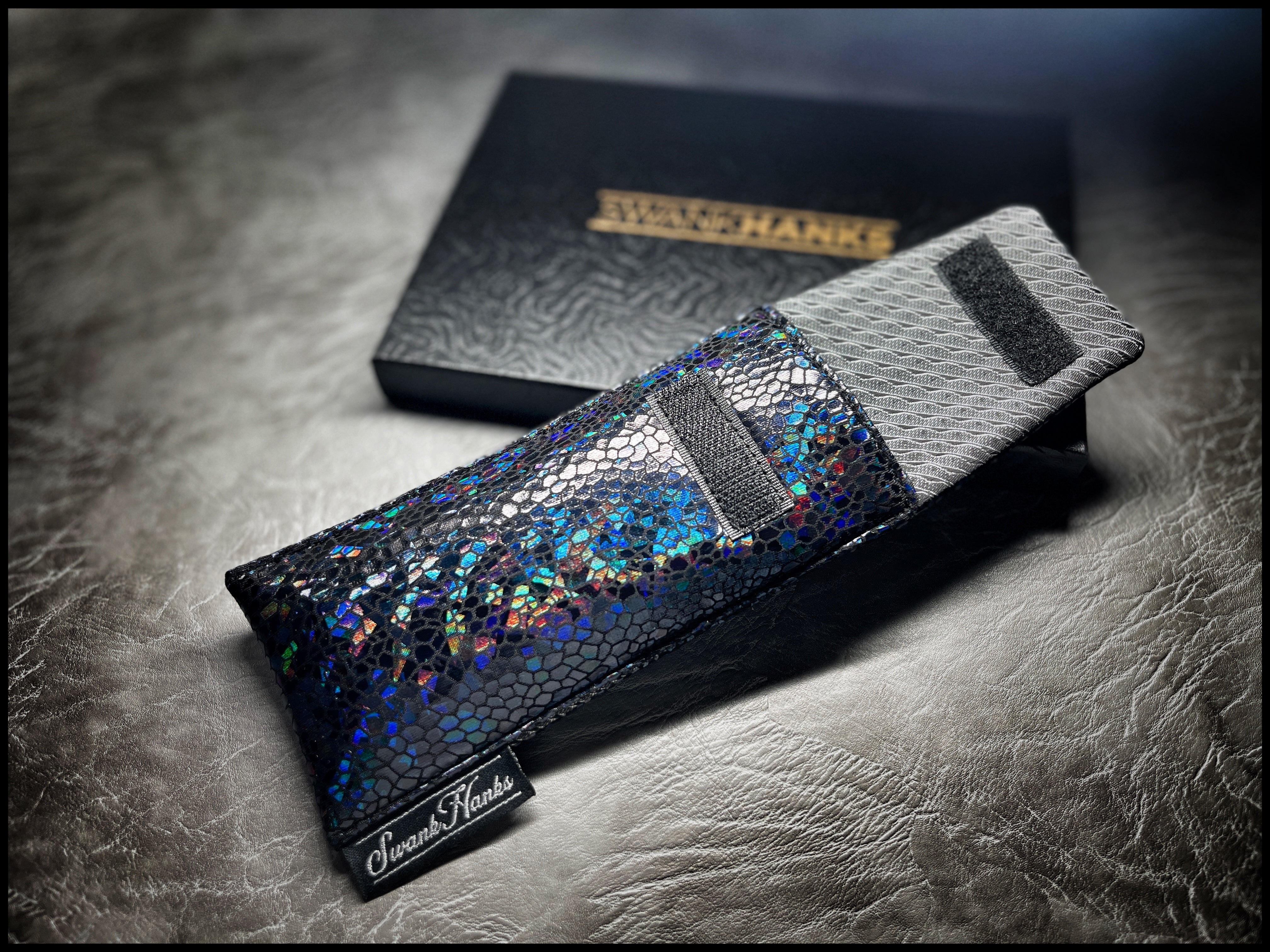 UV DragonScale/ Satin Gunmetal Silk Single Pouch