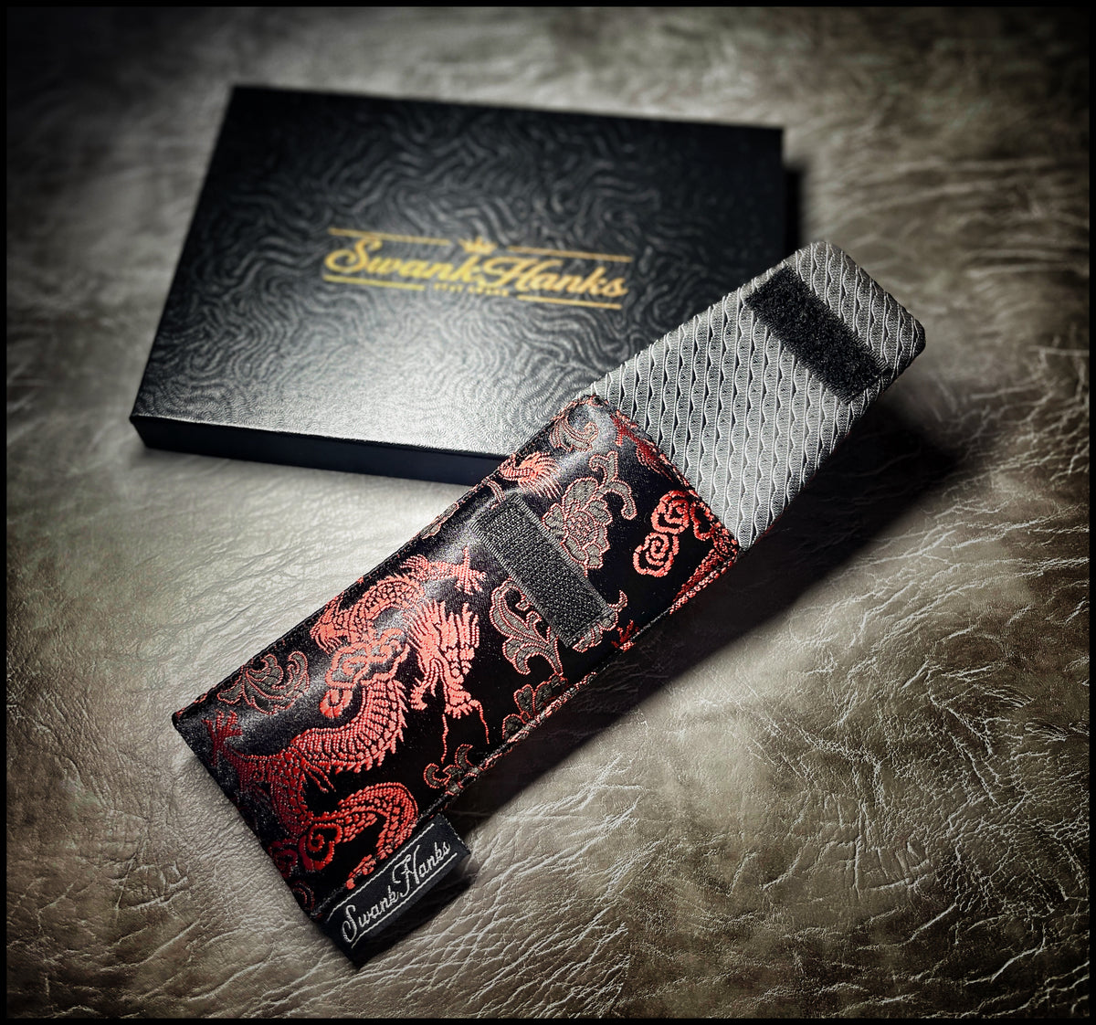 Black/Red Japanese Dragon Silk Full Size Pouch