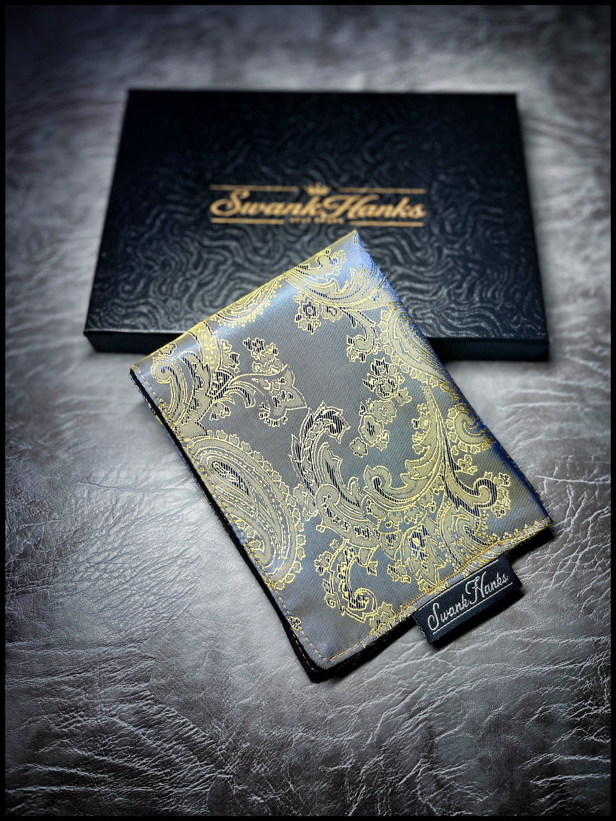 Satin Blue/ Gold Silk Paisley