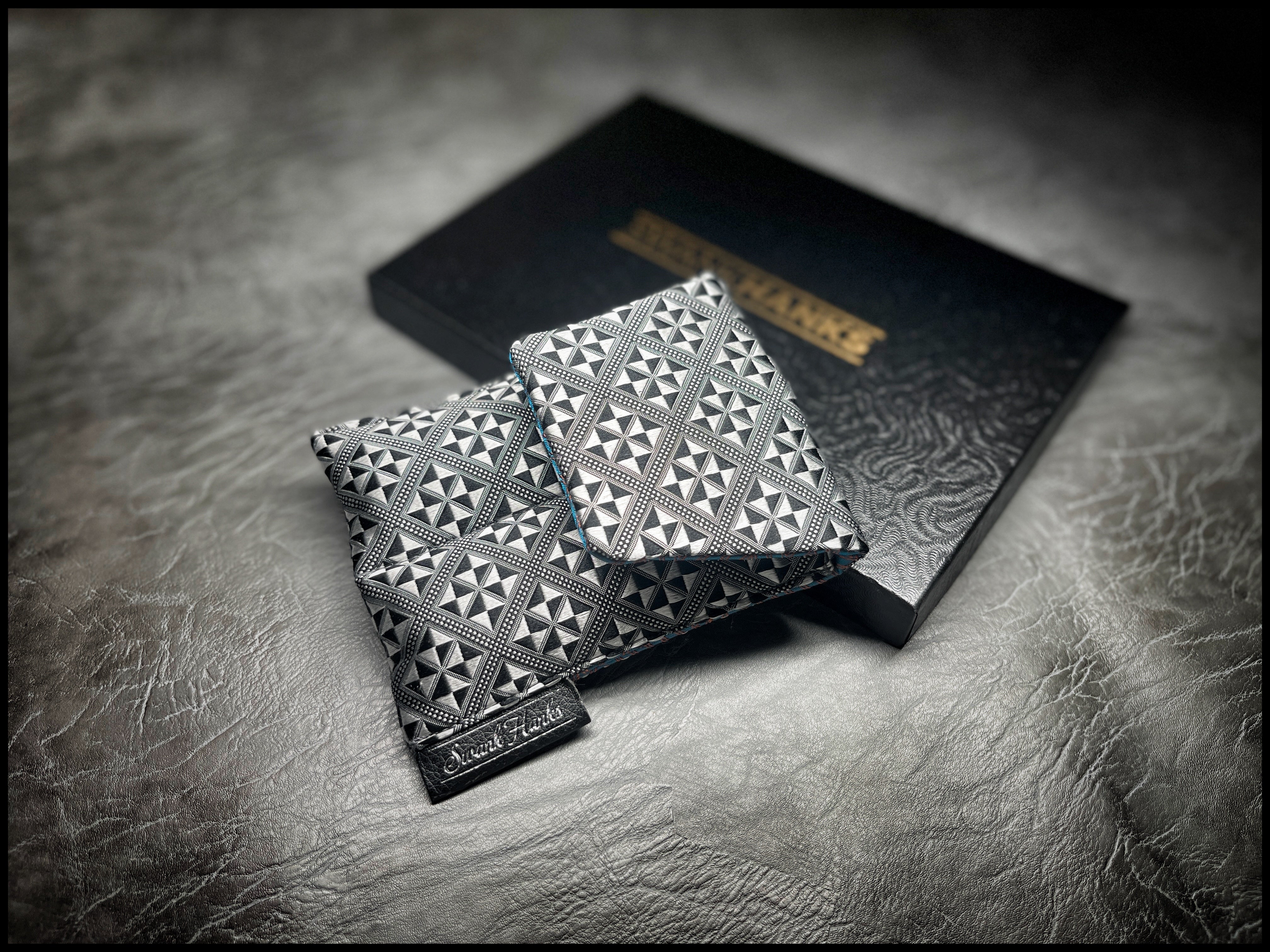 ONE-OFF A1 Checkered Silk/ Mulberry Color Shifting Silk Mini Double Slot Pouch