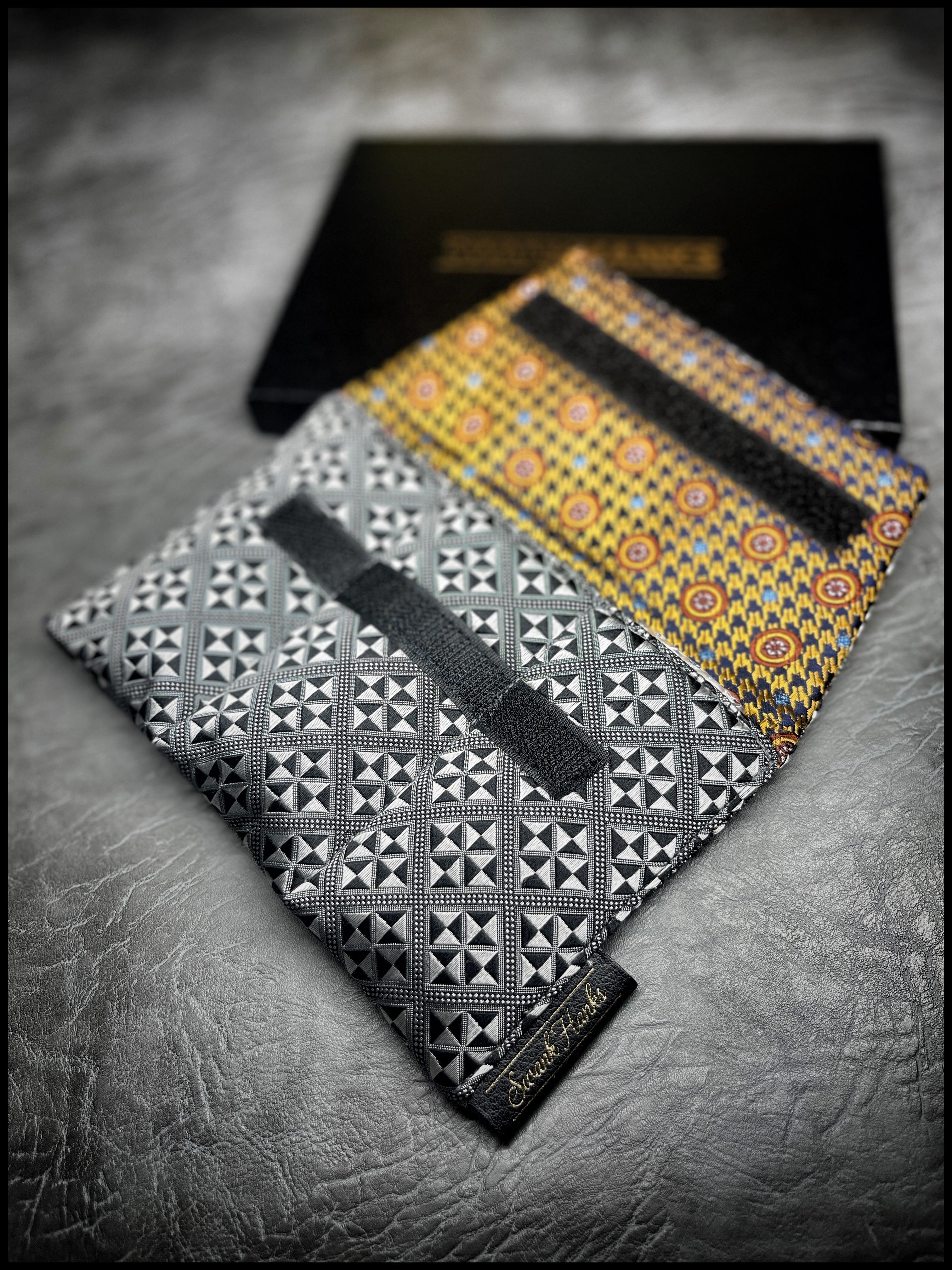 ONE-OFF A1 Checkered Silk, Copper Houndstooth Silk Mini Triple Slot Pouch