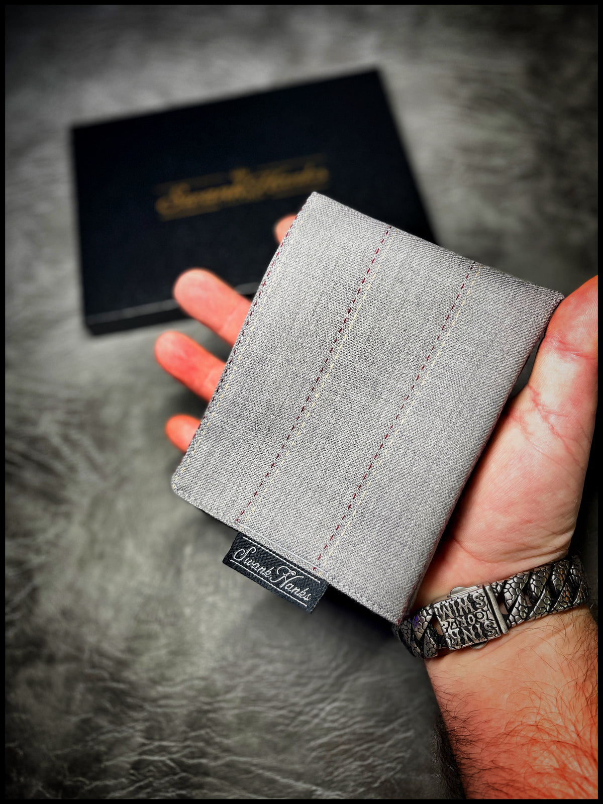 Grey/Burgundy Pinstripe