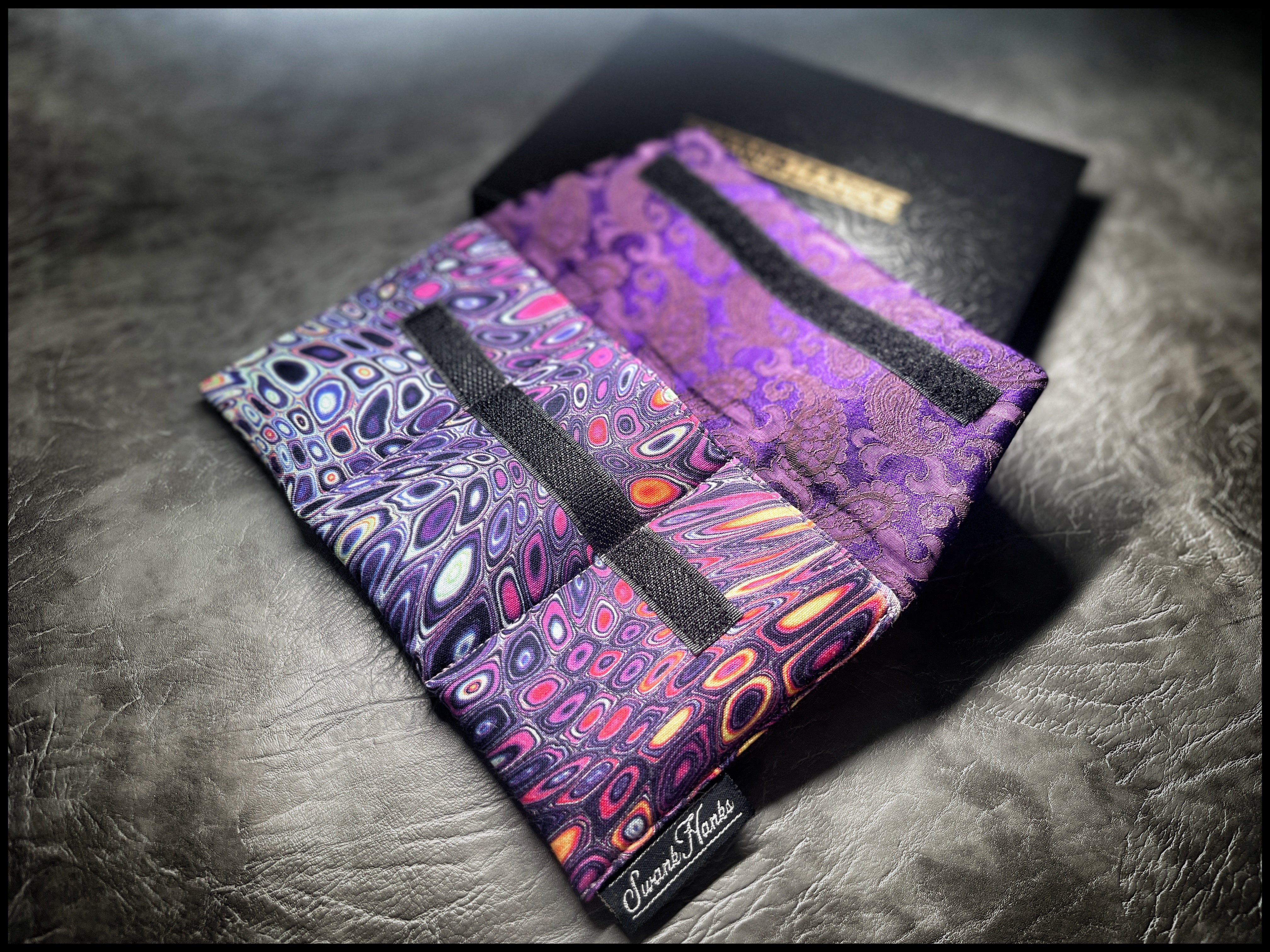 ONE-OFF Acidic Neon/ Blurple Silk Paisley Mini Triple Slot Pouch