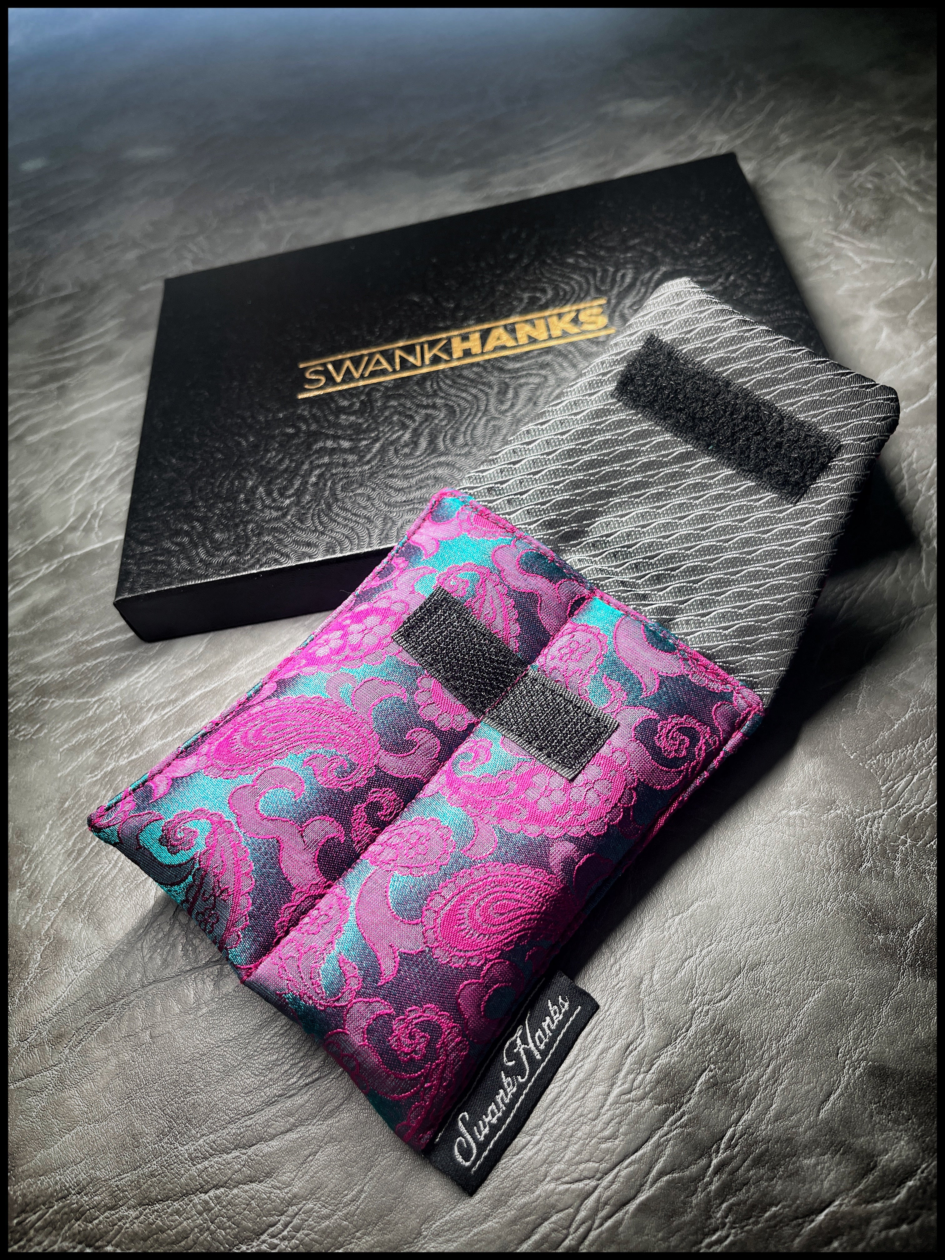 Mulberry Silk Paisley V3/ Gunmetal Satin Silk Mini Double Slot Pouch