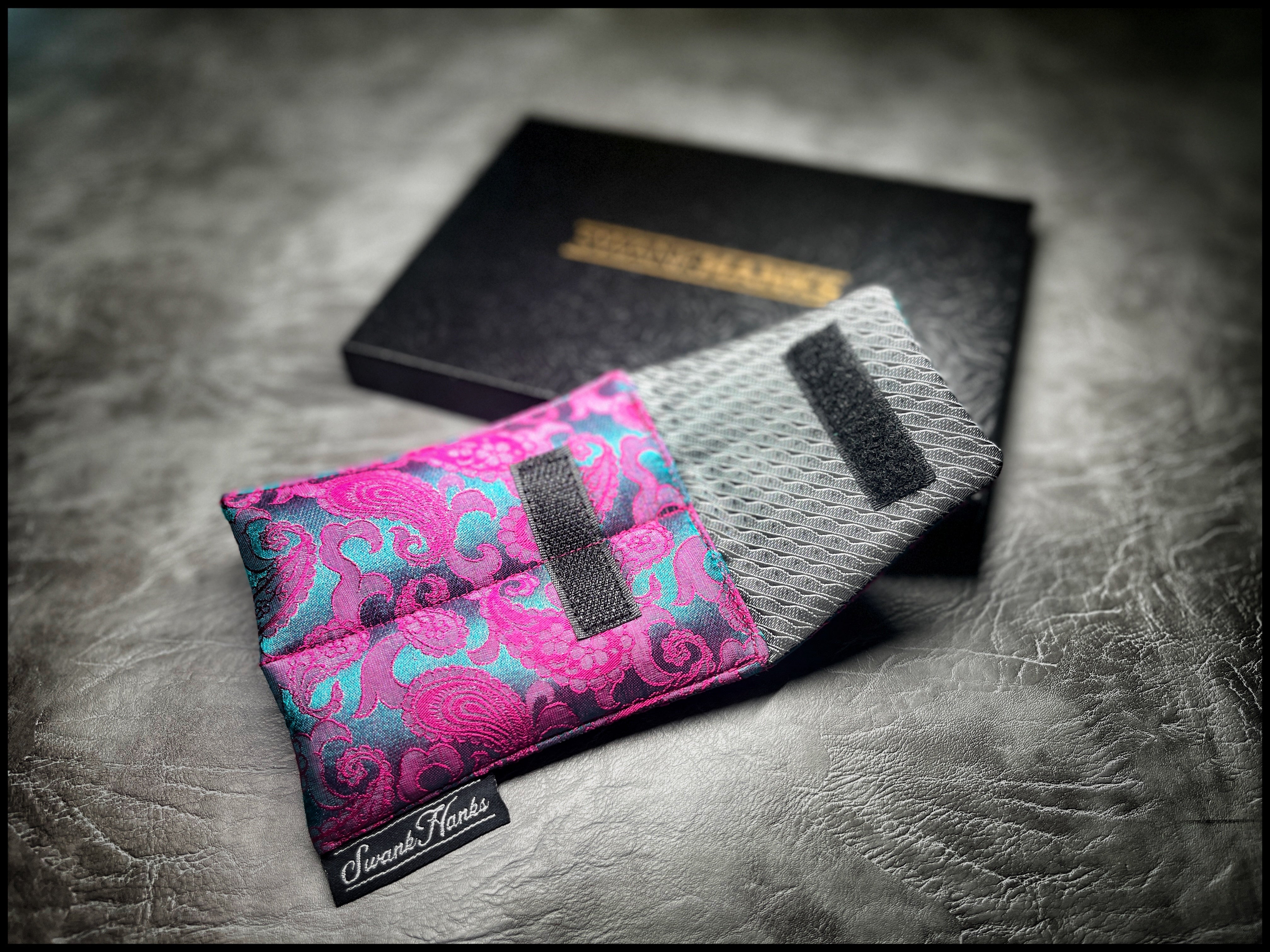 Mulberry Silk Paisley V3/ Gunmetal Satin Silk Mini Double Slot Pouch