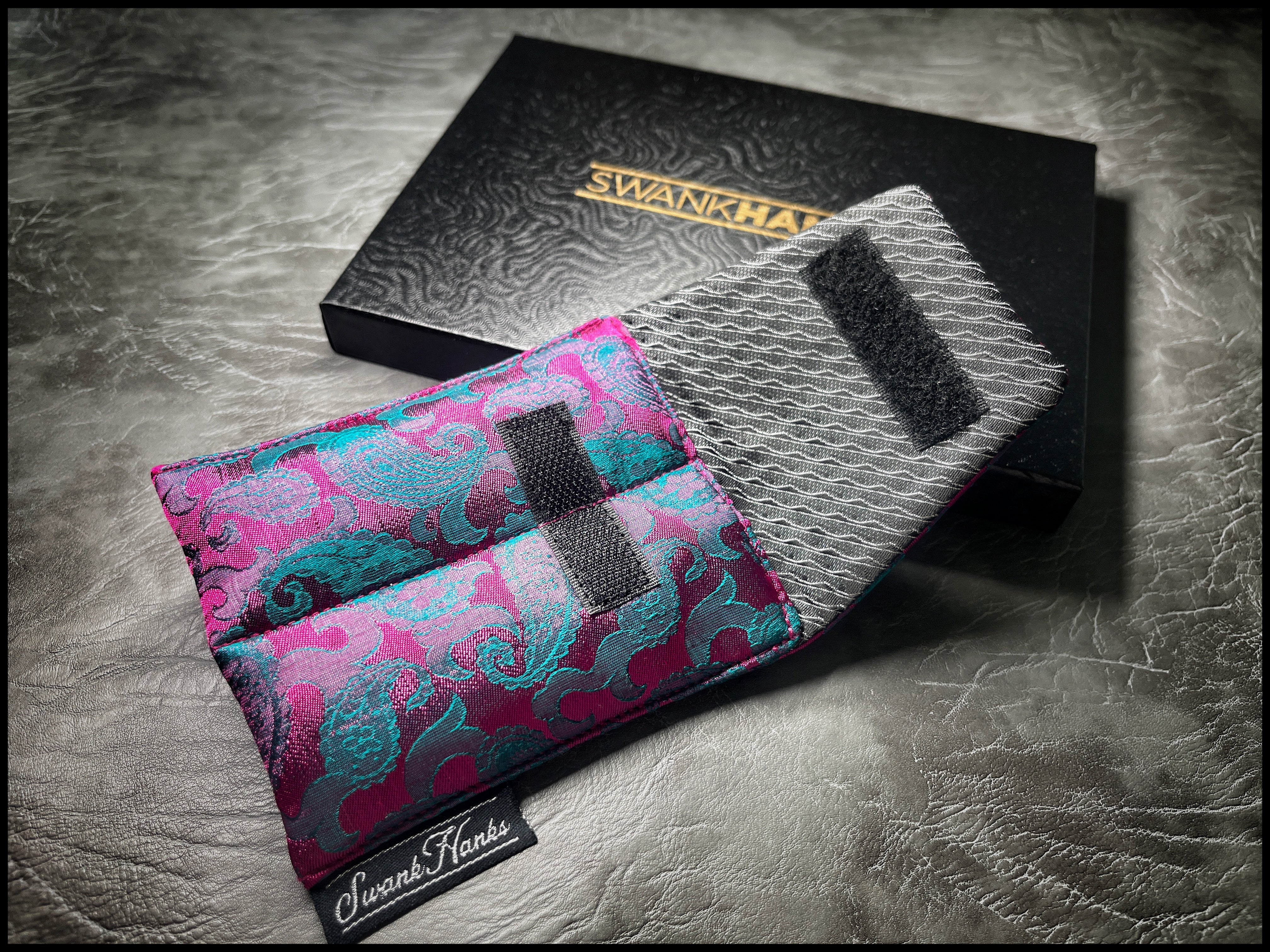 Mulberry Silk Paisley V3/ Gunmetal Satin Silk Mini Double Slot Pouch