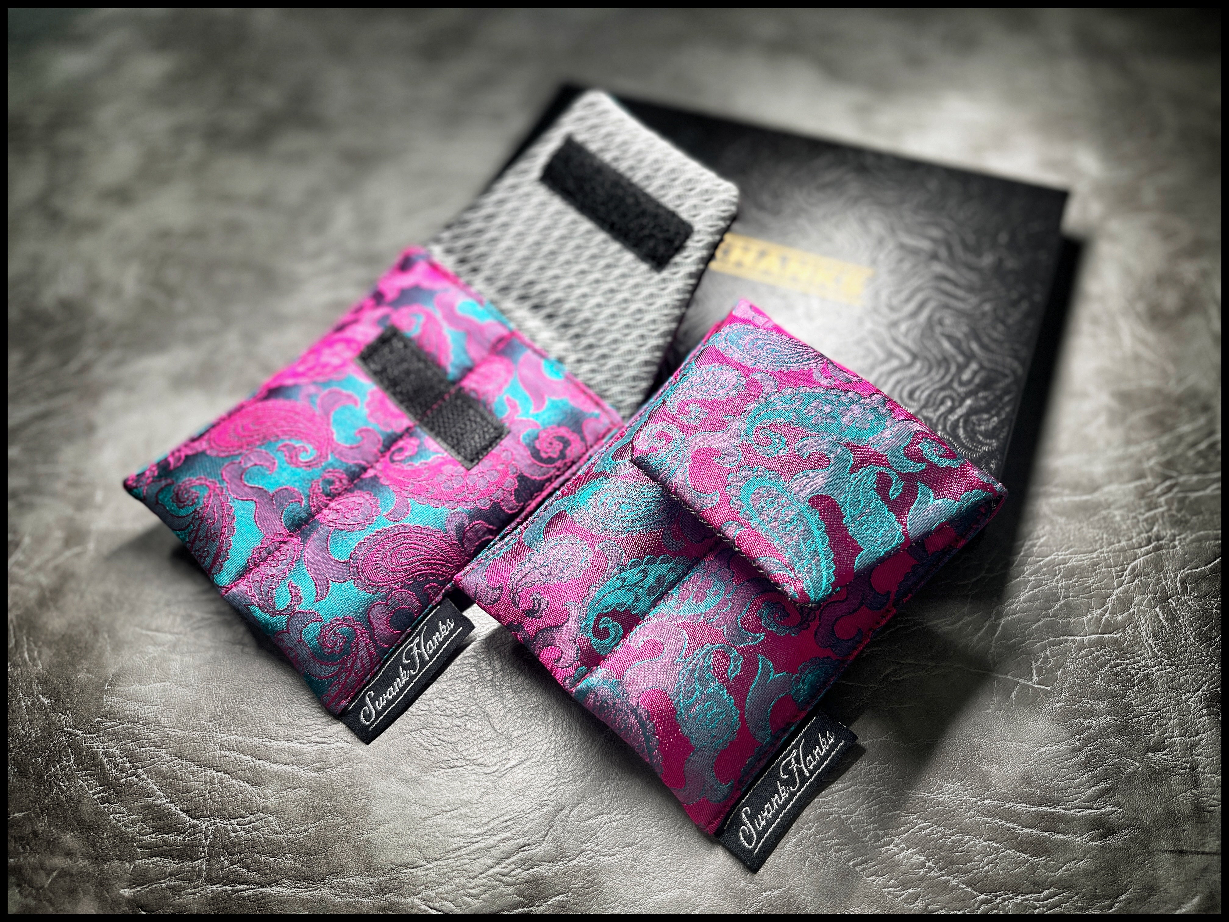 Mulberry Silk Paisley V3/ Gunmetal Satin Silk Mini Double Slot Pouch