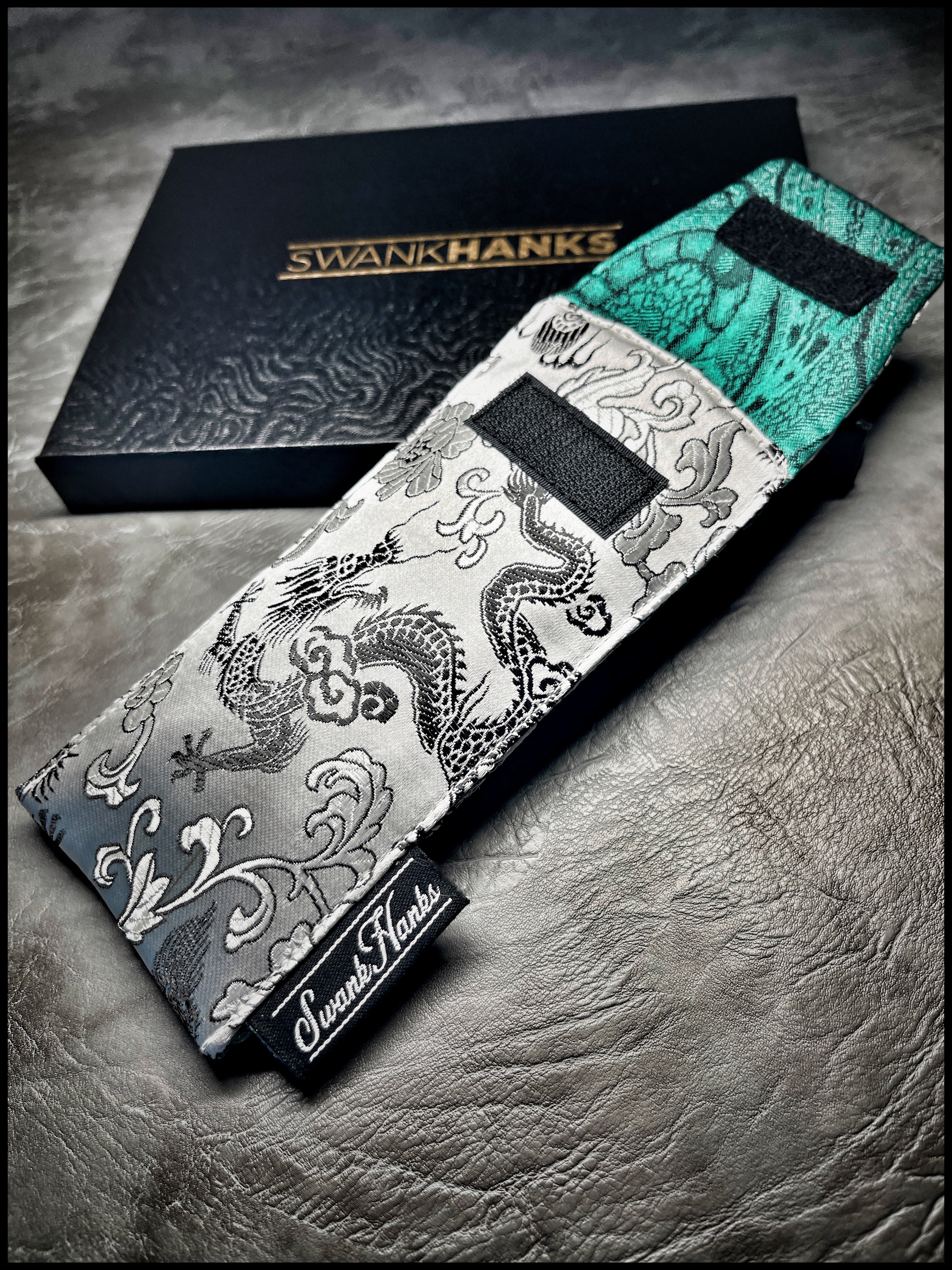 Satin Silver Dragon Silk/ Teal Paisley Silk Single Pouch