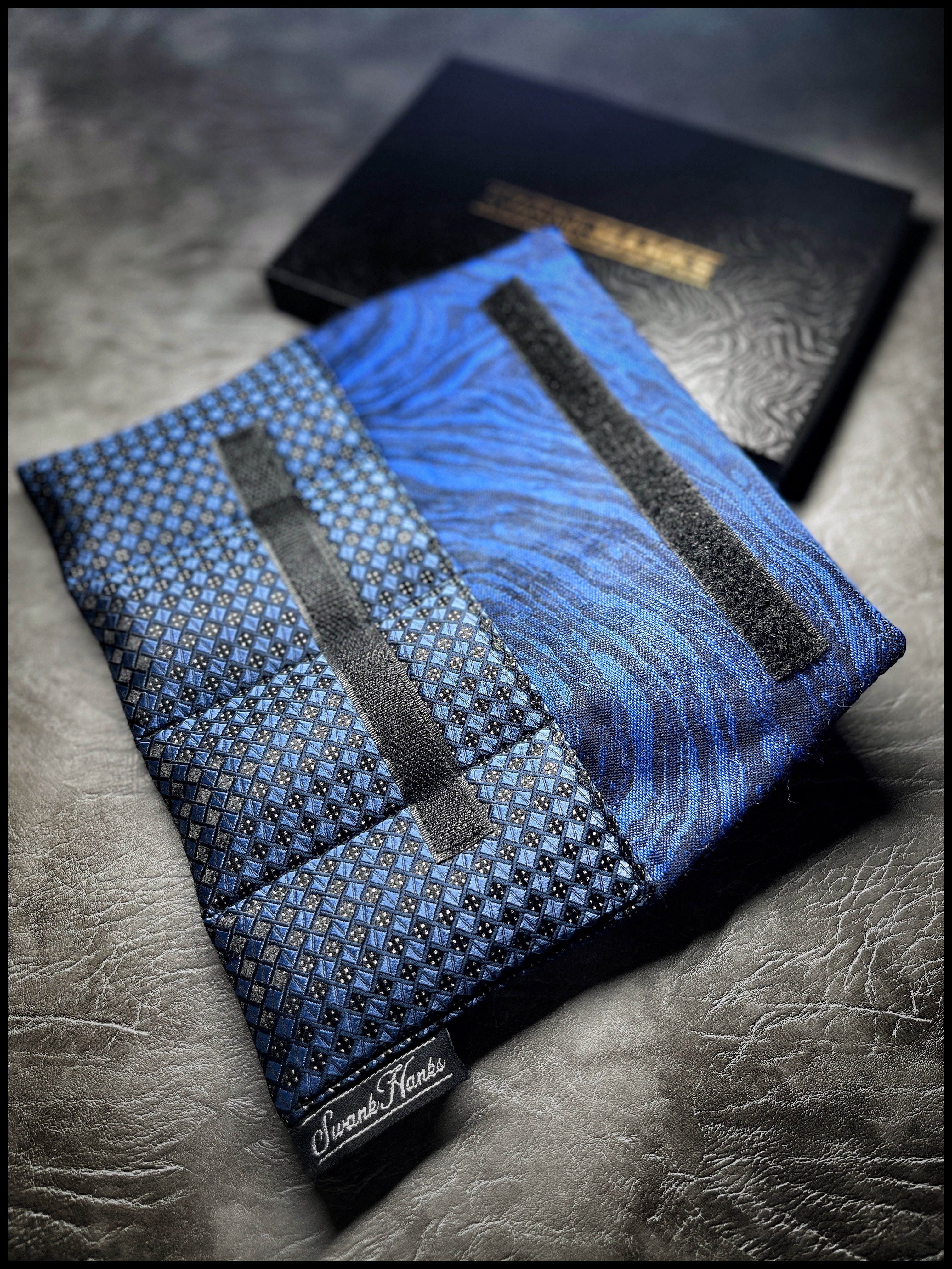 ONE-OFF Navy Diamond Silk Mini 4-Slot Pouch