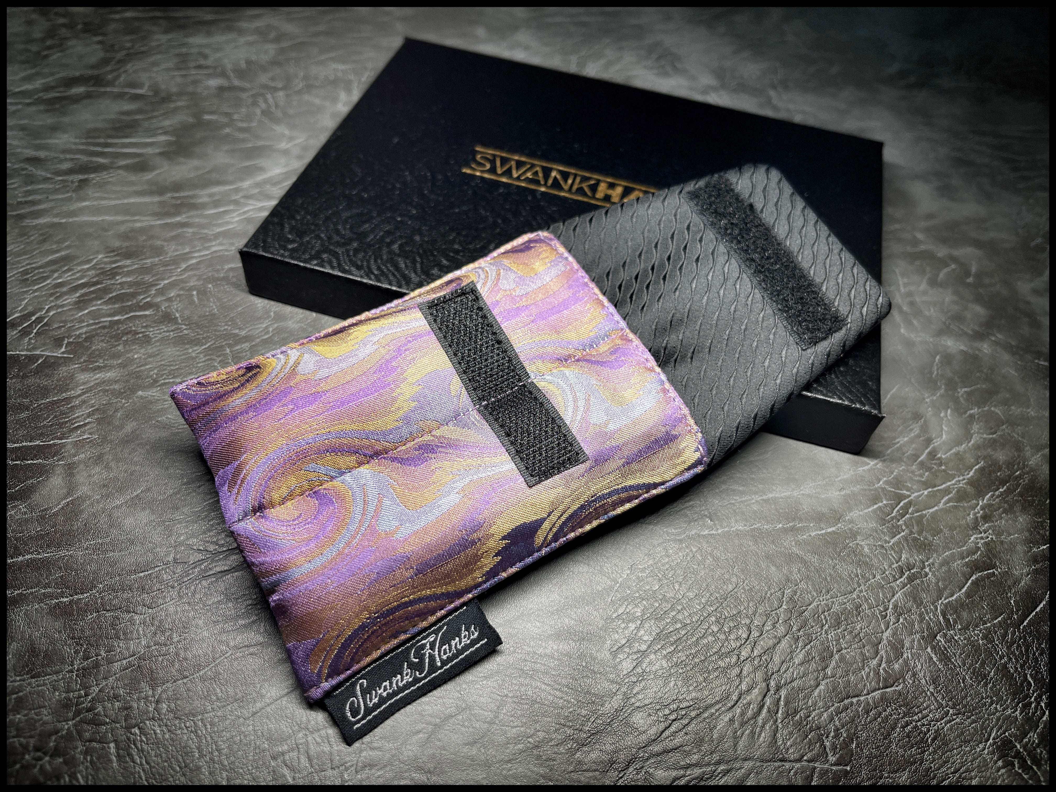 Purp/ Gold Cloud Silk / Satin Black Silk Mini Double Slot Pouch