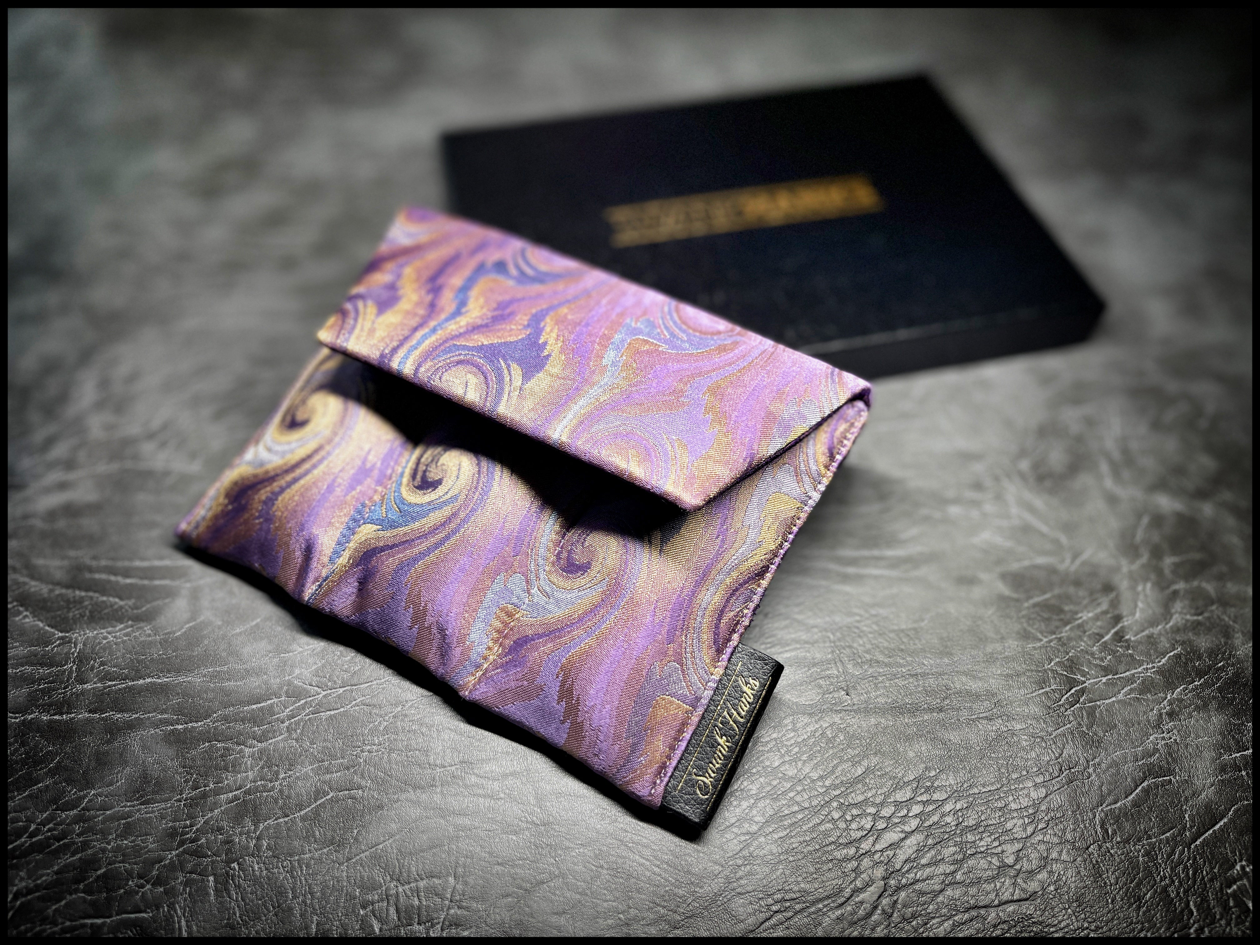 1-OFF Purp / Gold Cloud Silk/ Mulberry Silk Paisley Mini Triple Slot Pouch