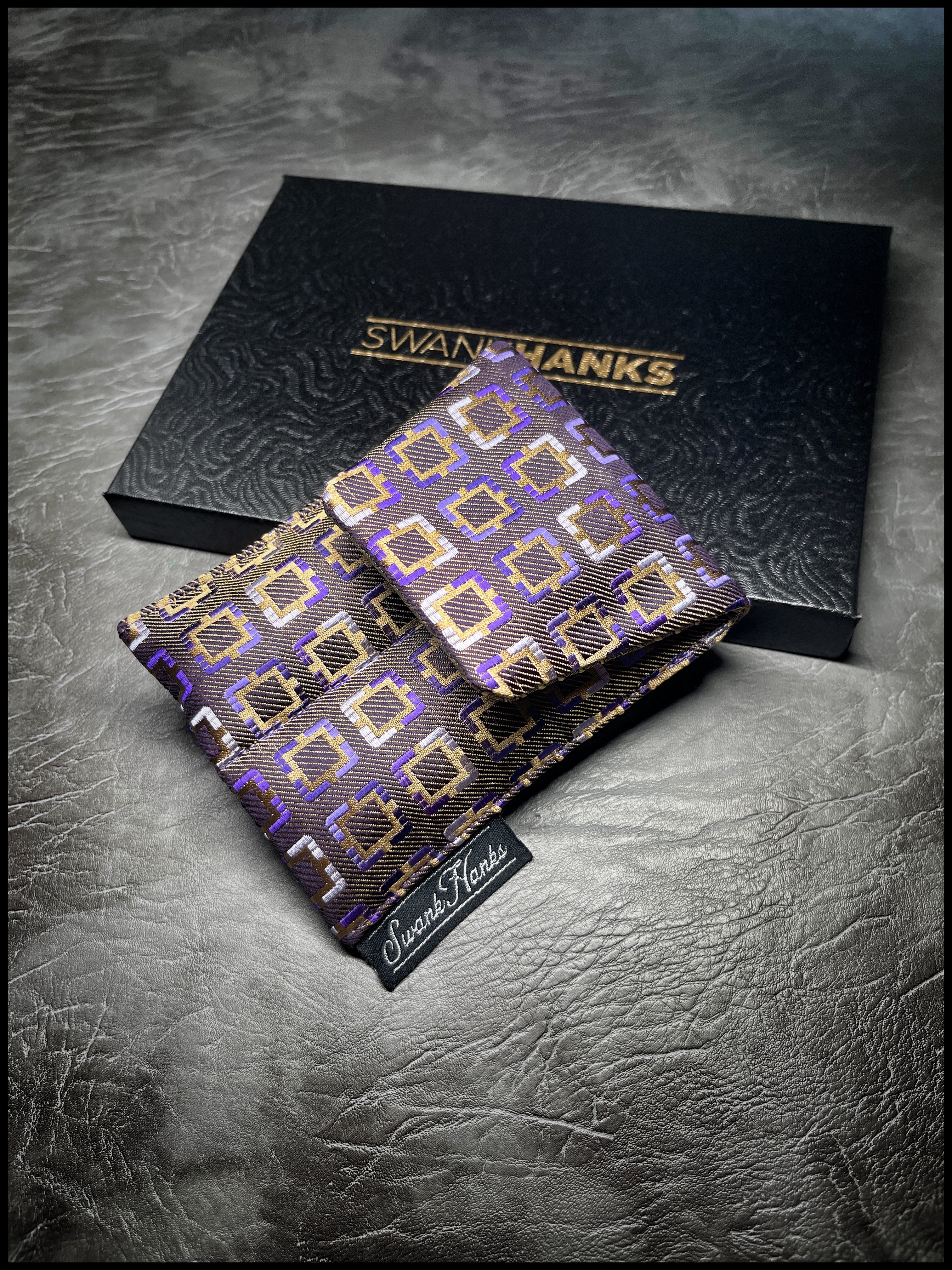 Inverse Geo Purp/Gold Mini Double Slot Pouch