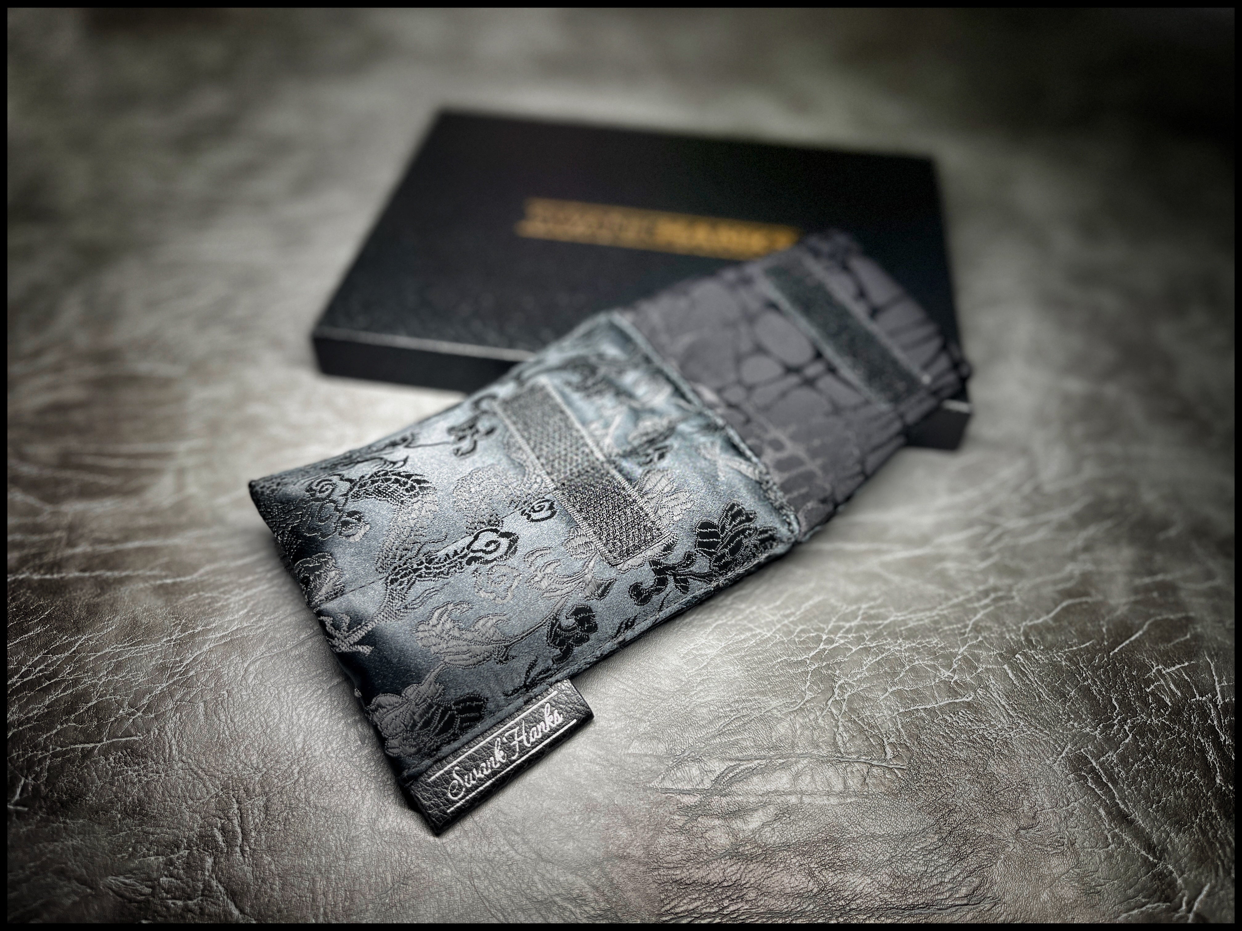 1-OFF Murdered Out Dragon Silk / Satin Black Dragonscale Silk Mini Double Slot Pouch