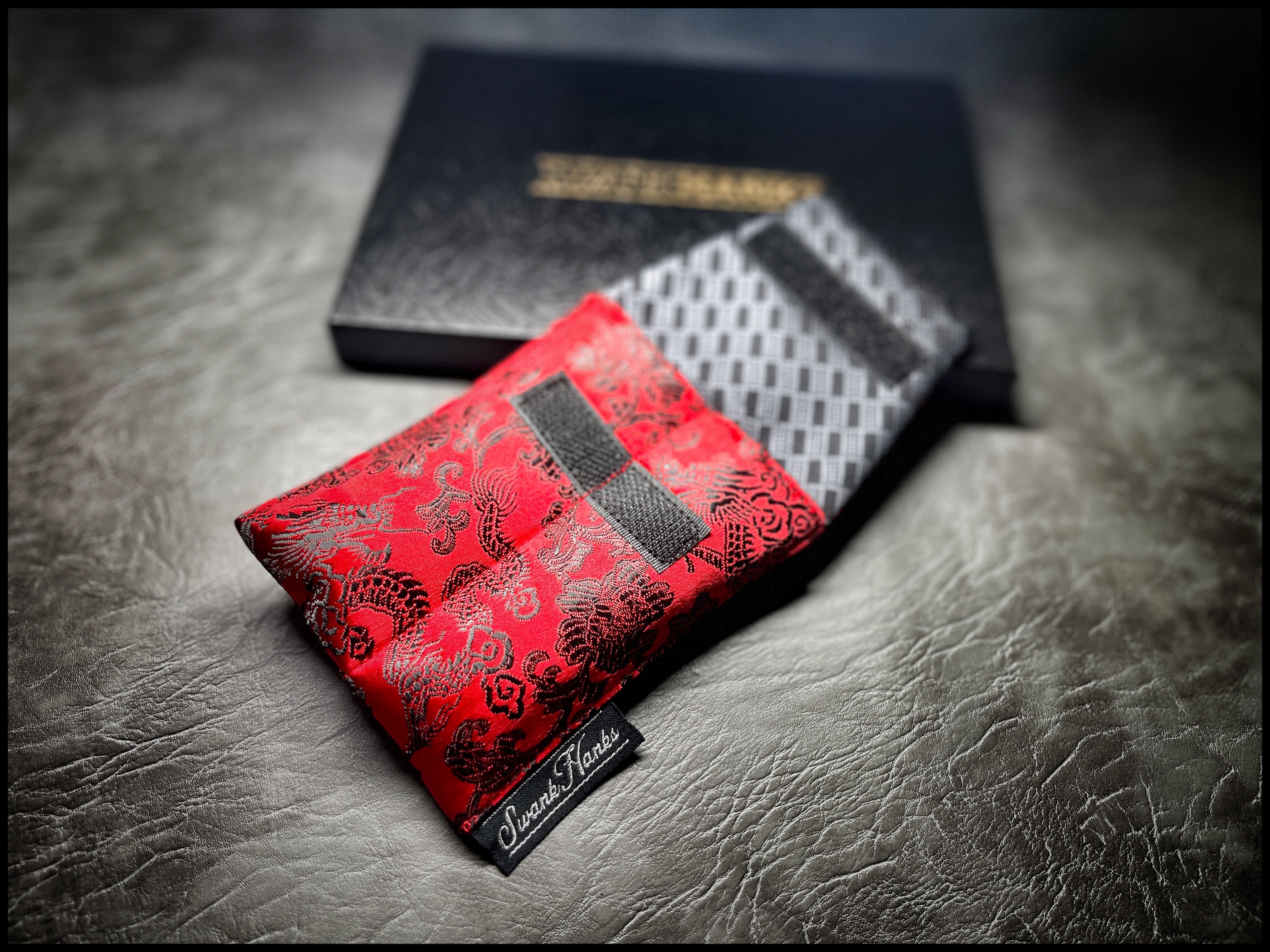 Black On Red Dragon Silk Mini Double Slot Pouch