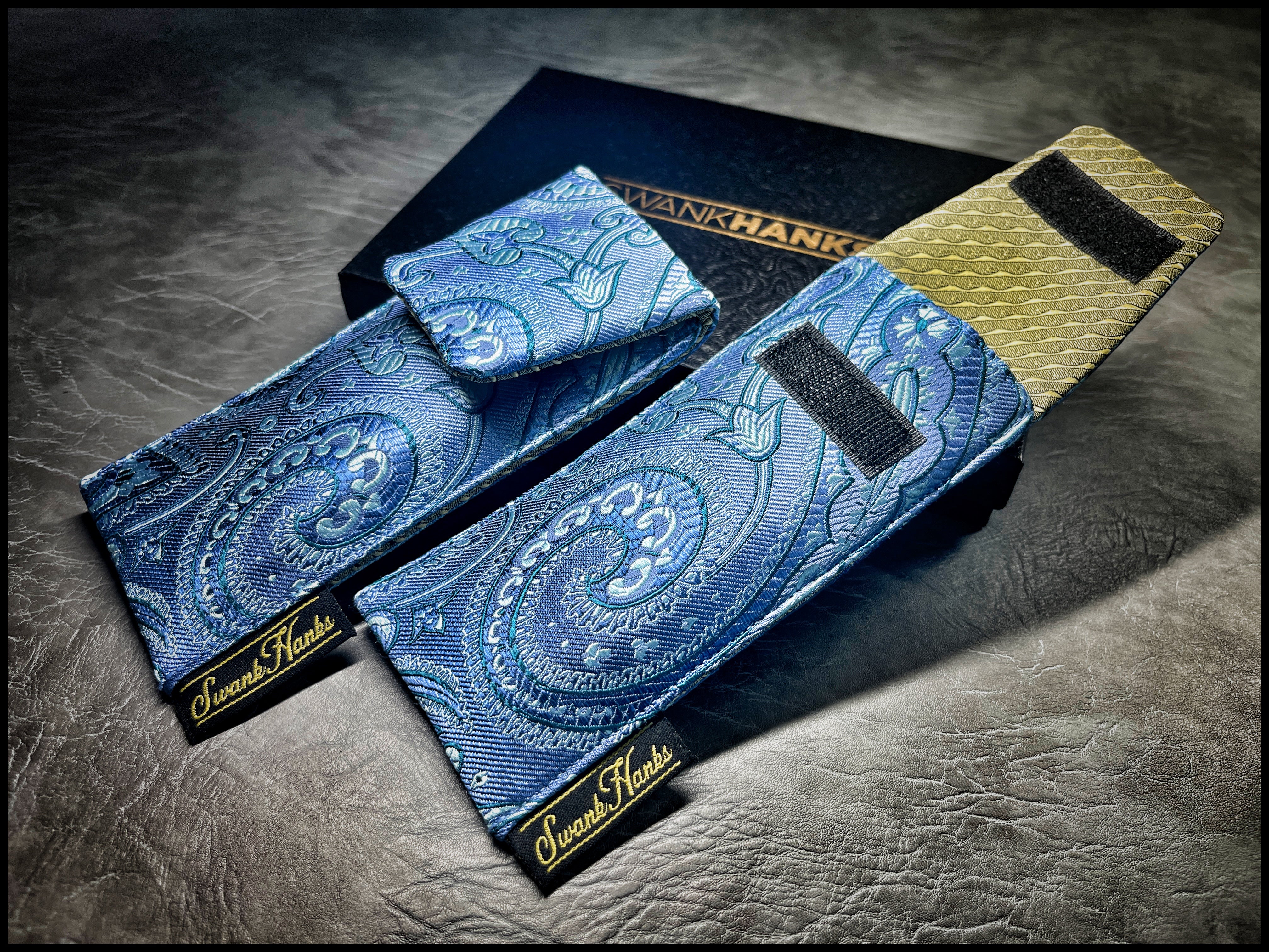Royal Blue/Silver Silk Jacquard Paisley Single Slot Pouch