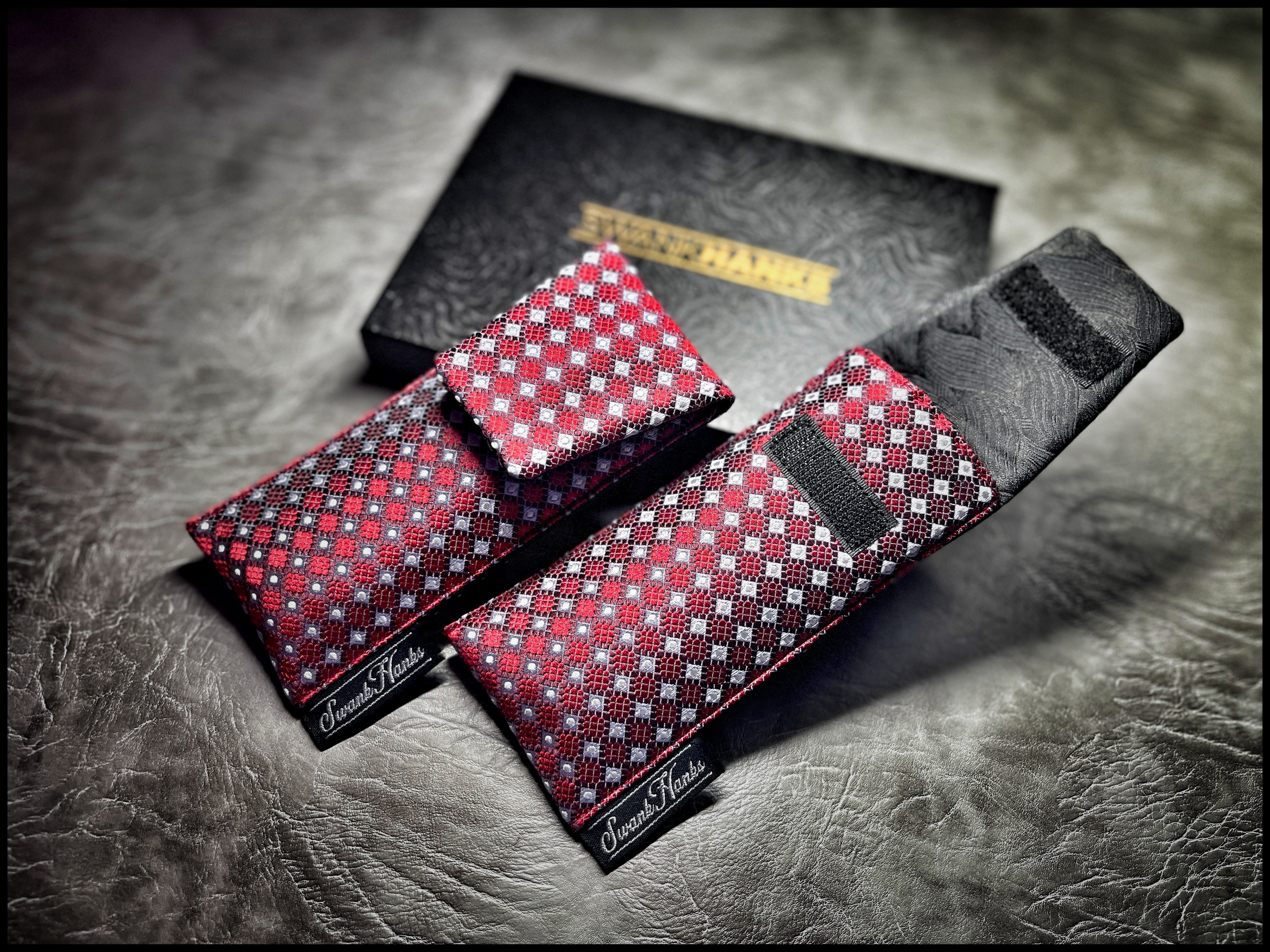 Red/Silver Micro Diamond Silk Single Pouch
