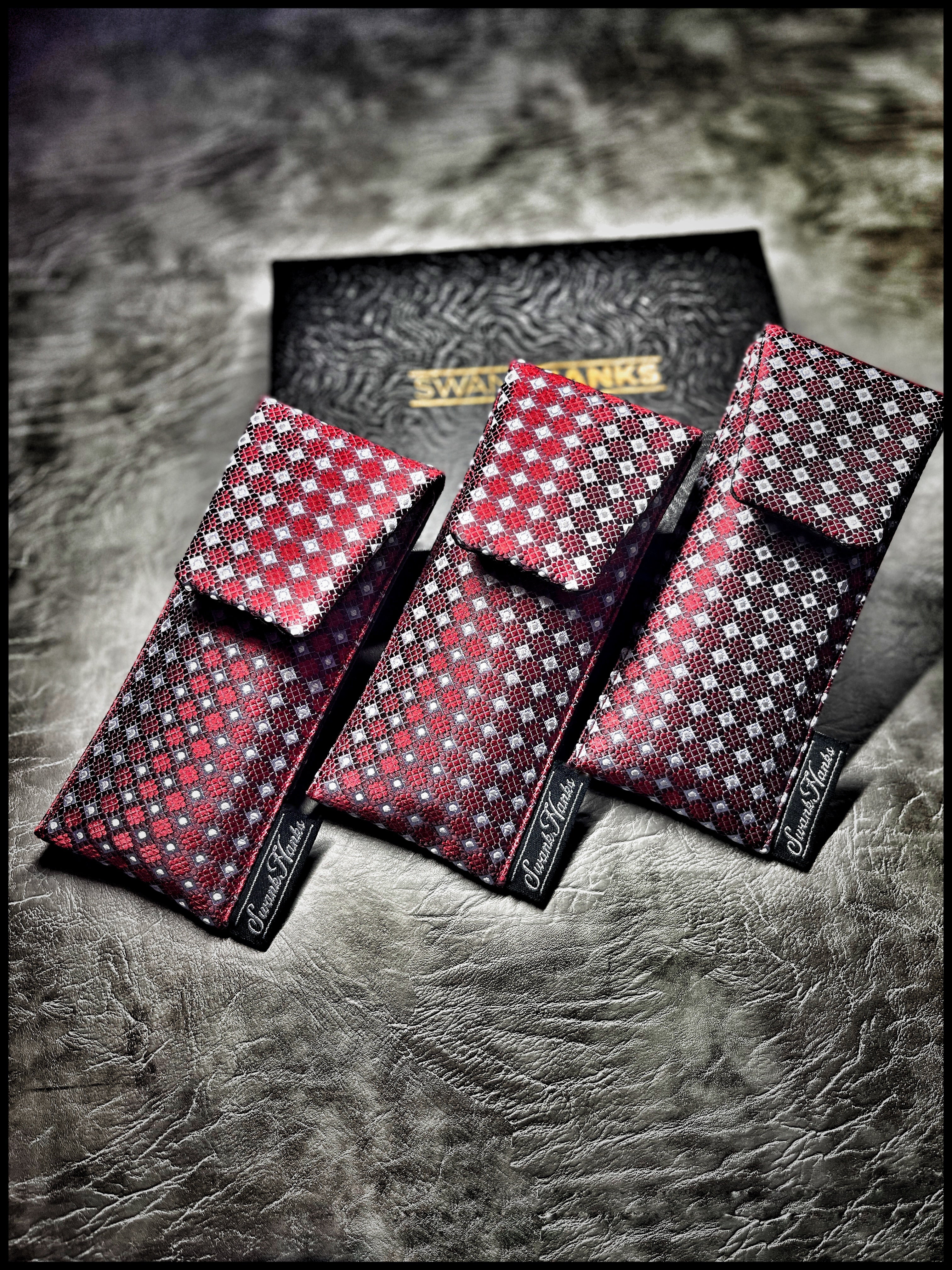 Red/Silver Micro Diamond Silk Single Pouch
