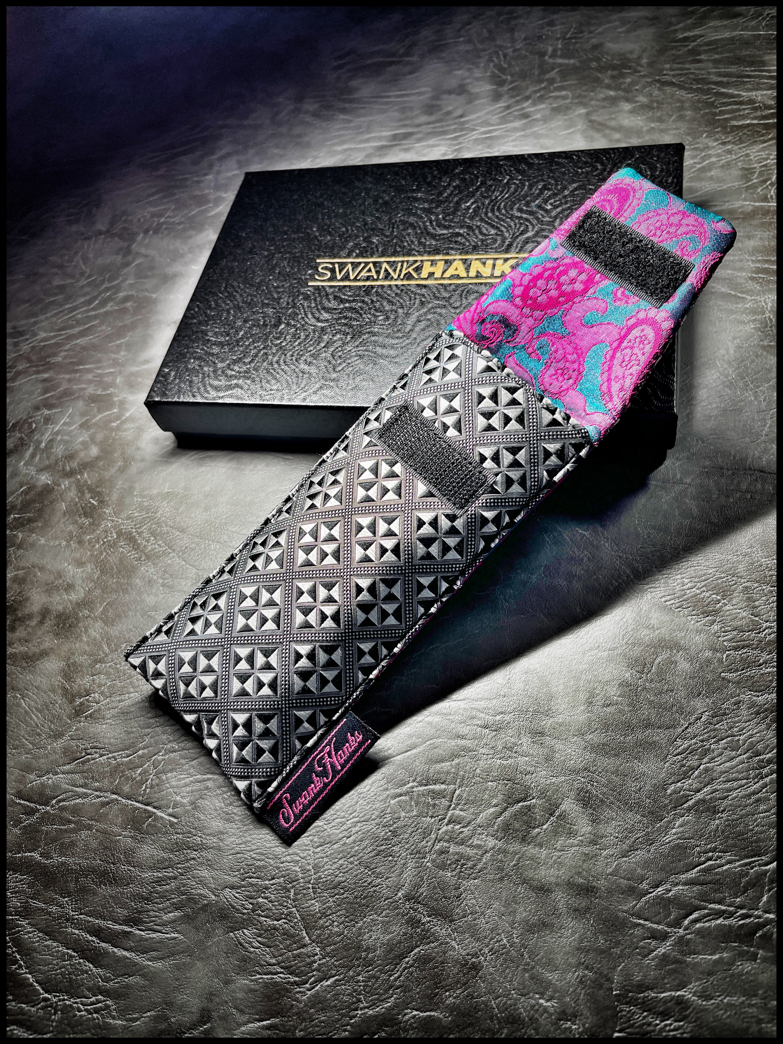 1-OFF Micro Checkers/ Neon Mulberry Silk Single Pouch