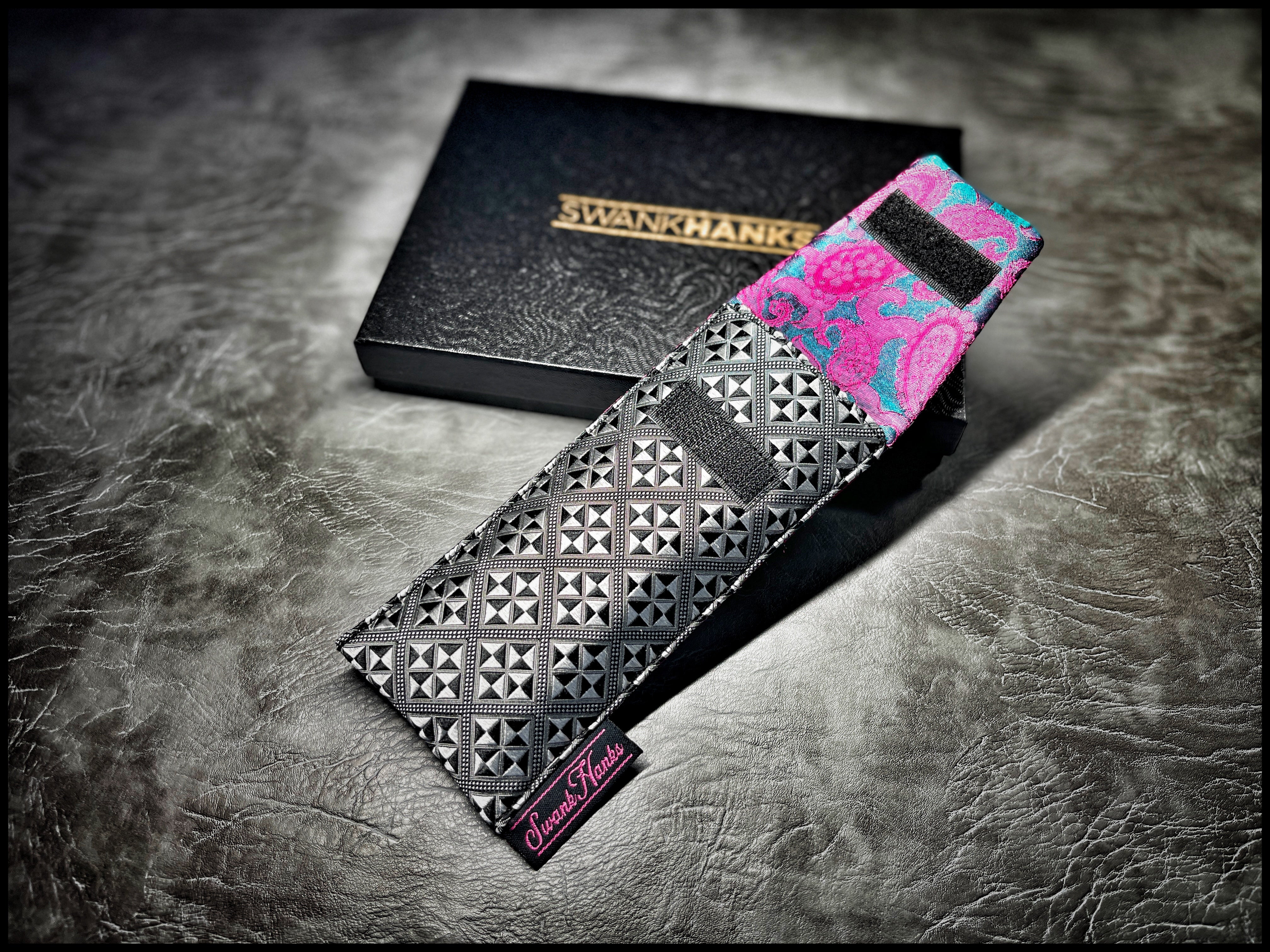 1-OFF Micro Checkers/ Neon Mulberry Silk Single Pouch