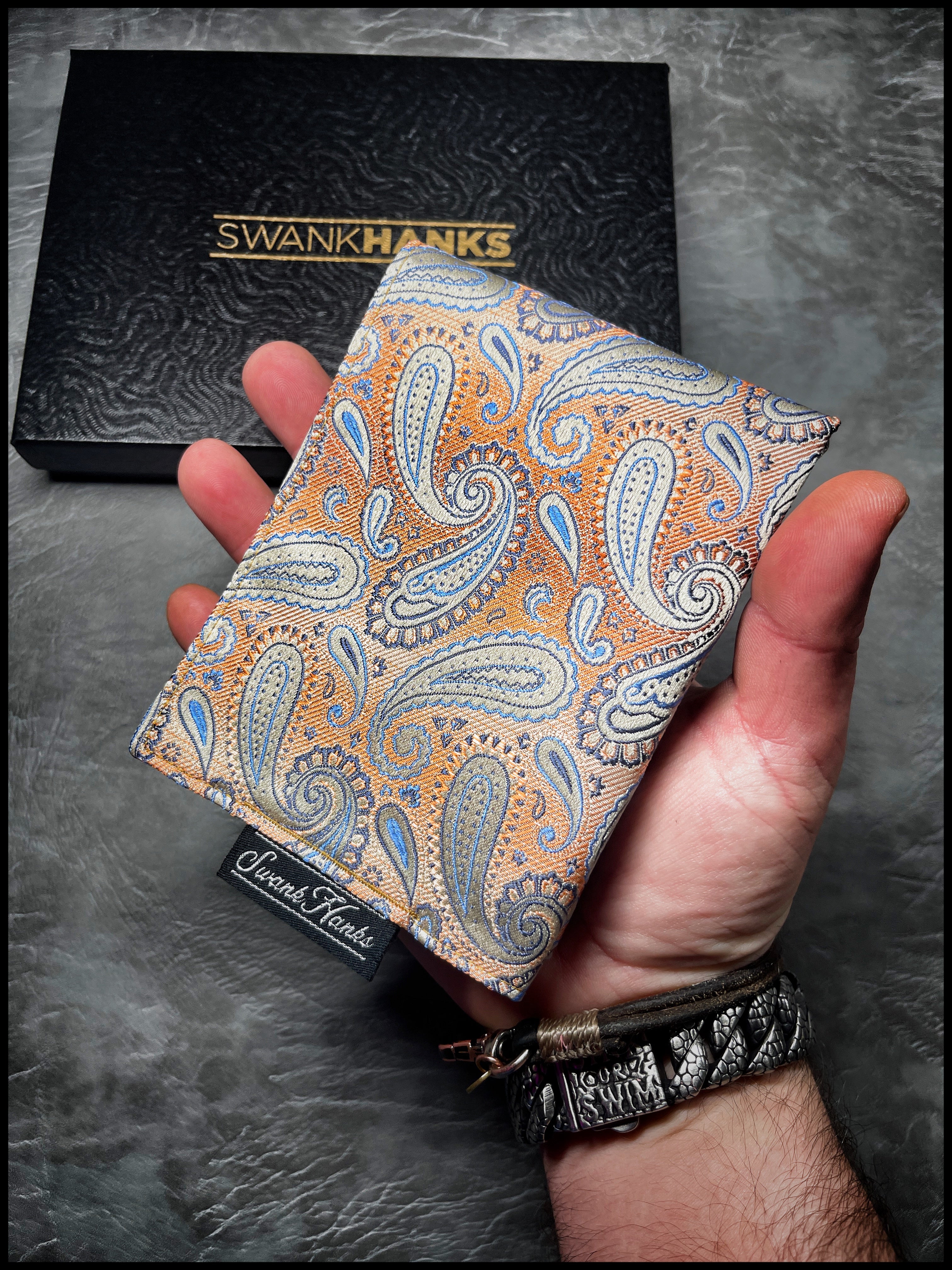 Peach Paisley Silk Jacquard Hanks