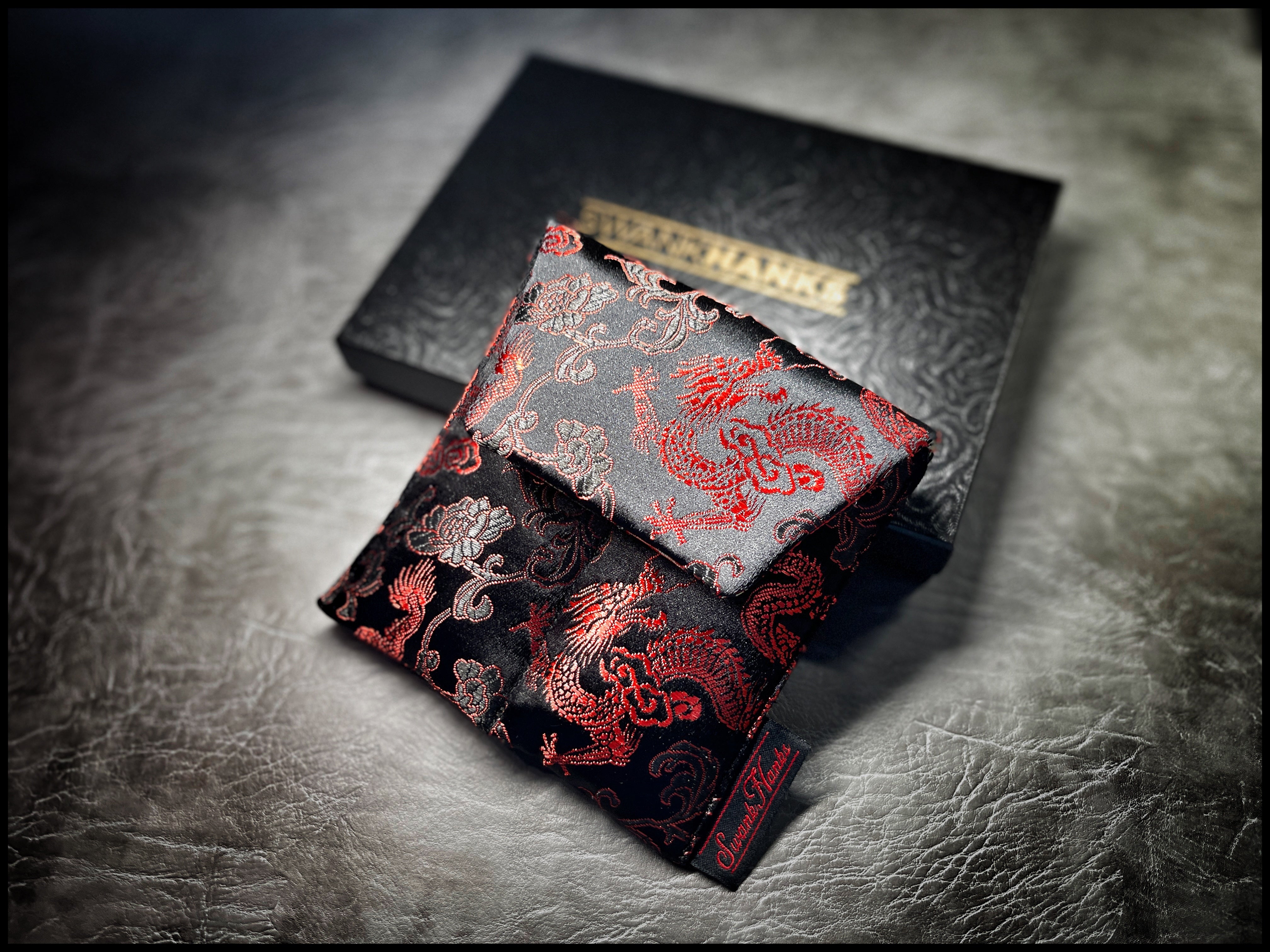 1-OFF Red/Black Japanese Dragon Silk Mini Double-Slot Pouch
