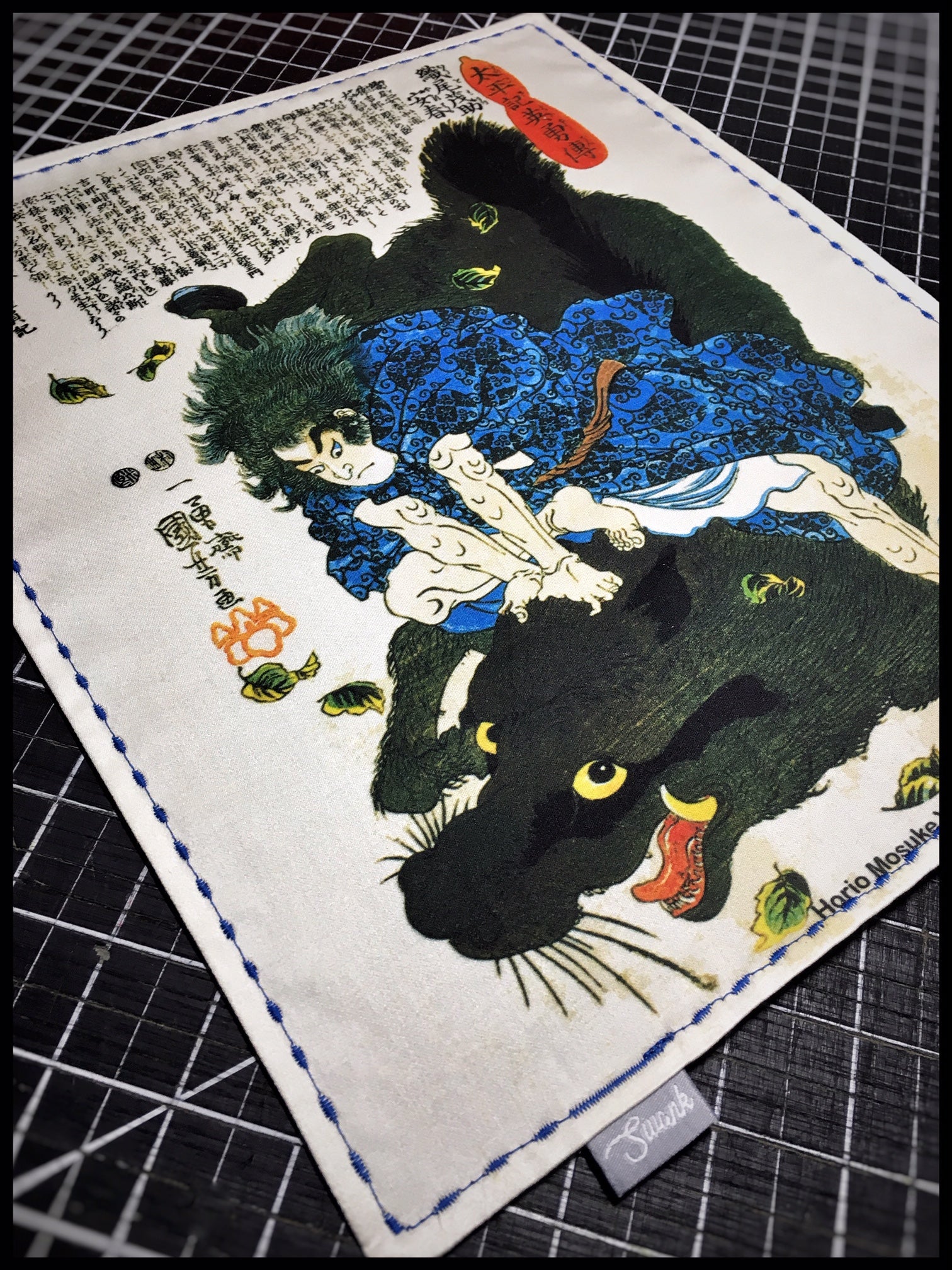 Samurai "Yoshiharu" organic cotton sateen (Black/Red/Orange stitch)