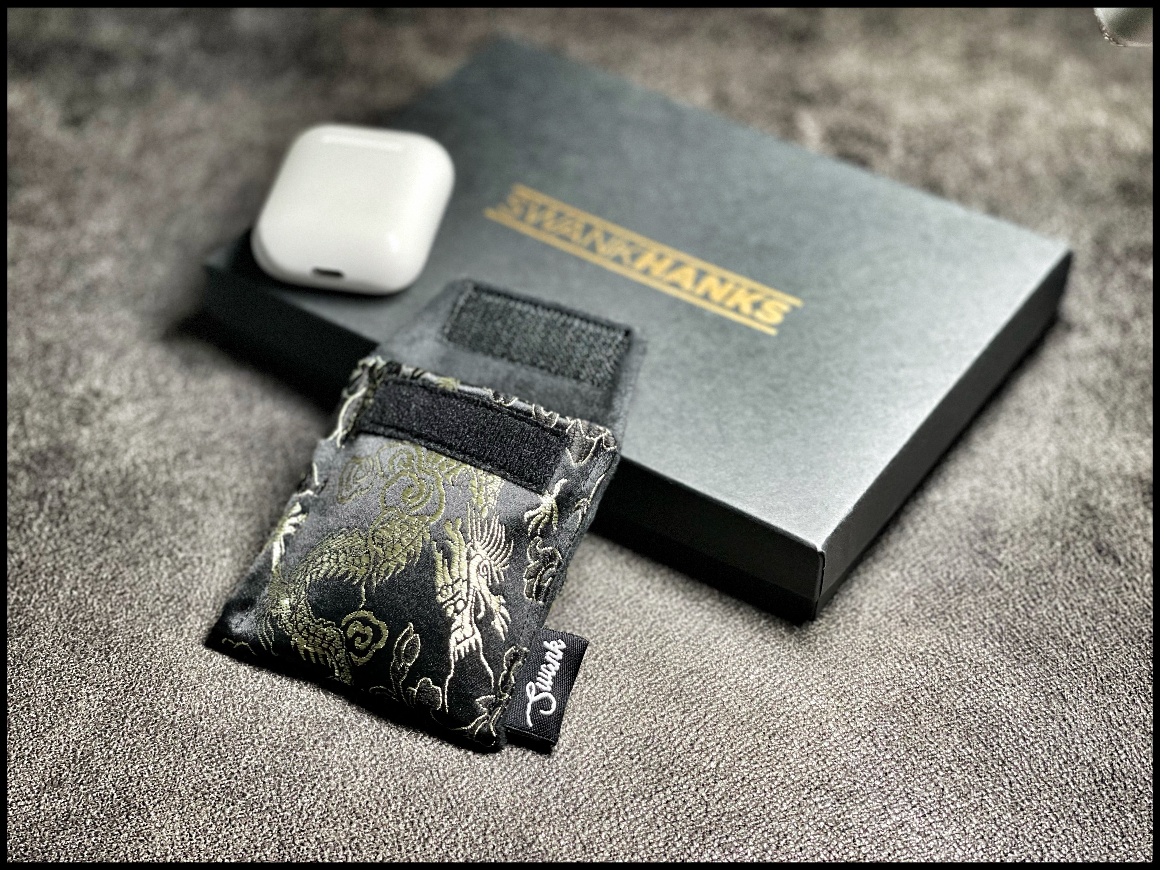 Black/Gold Dragon Silk AirPods Pouch