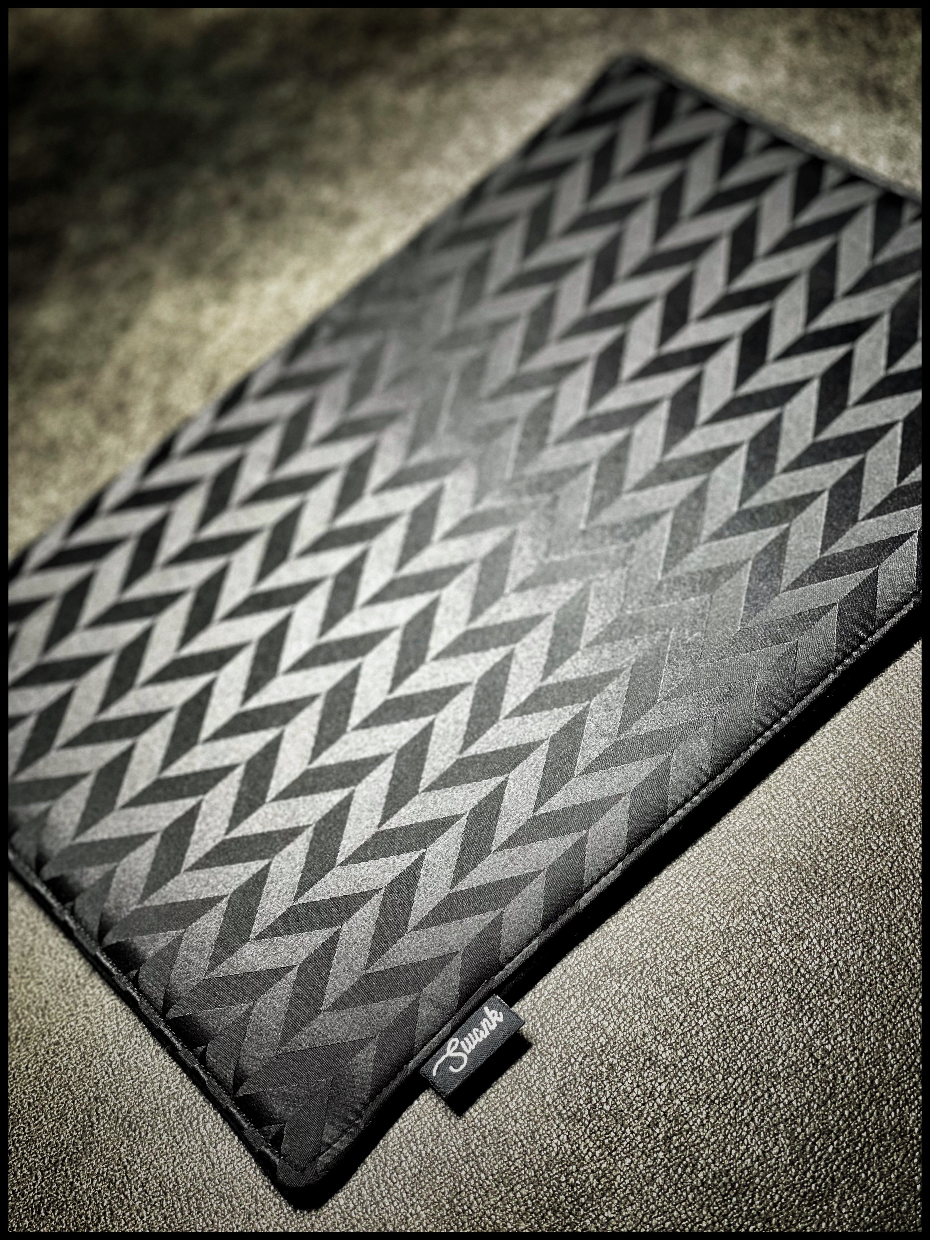 Black Satin Chevron Silk EDC mat